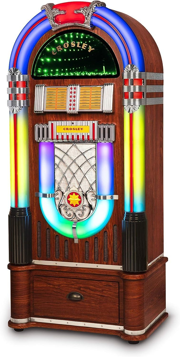 Walnut Bluetooth Jukebox with AM/FM Radio and CD Player