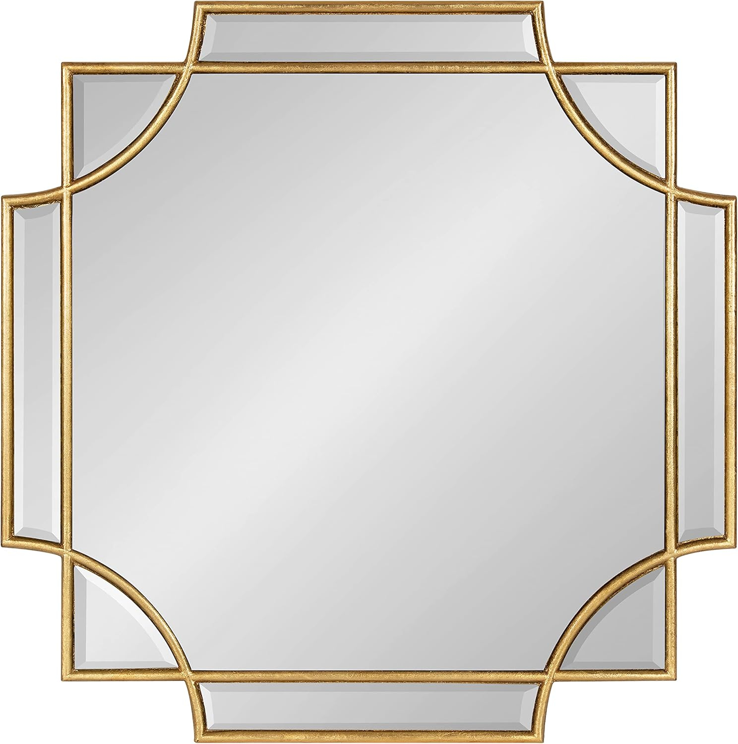 Kate and Laurel Minuette Glam Square Wall Mirror, 24" x 24", Gold, Elegant Traditional Home Decor With A Boho Charm