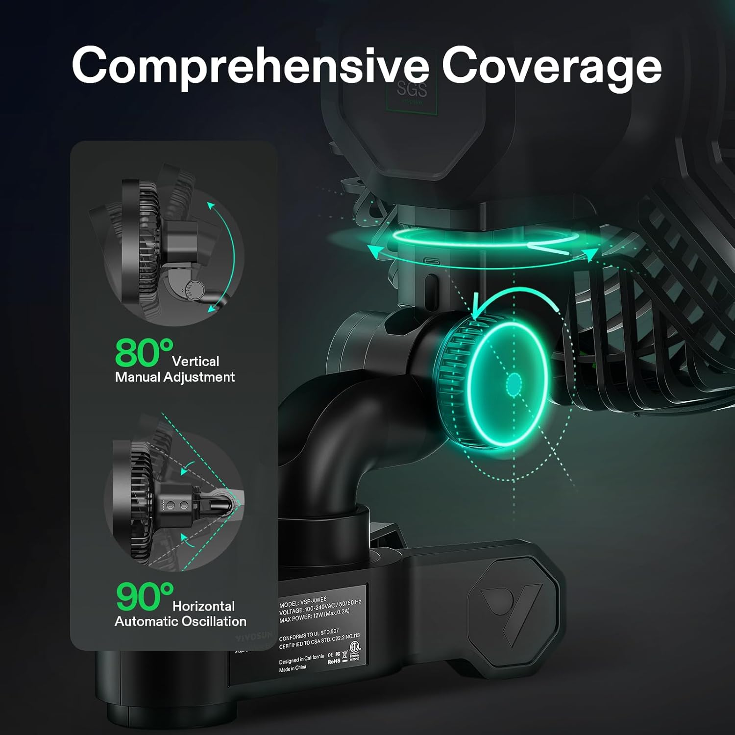 VIVOSUN AeroWave E6 6 in 10-Speed Smart Wi-Fi Clip On Fan