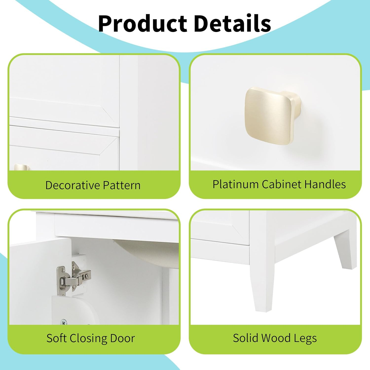 Harper & Bright Designs 20" Bathroom Vanity, Small Single Vanity with Drawer & Soft Closing Doors, Solid Wood Bathroom Cabinet with Storage Rack, Ceramic Sink, White