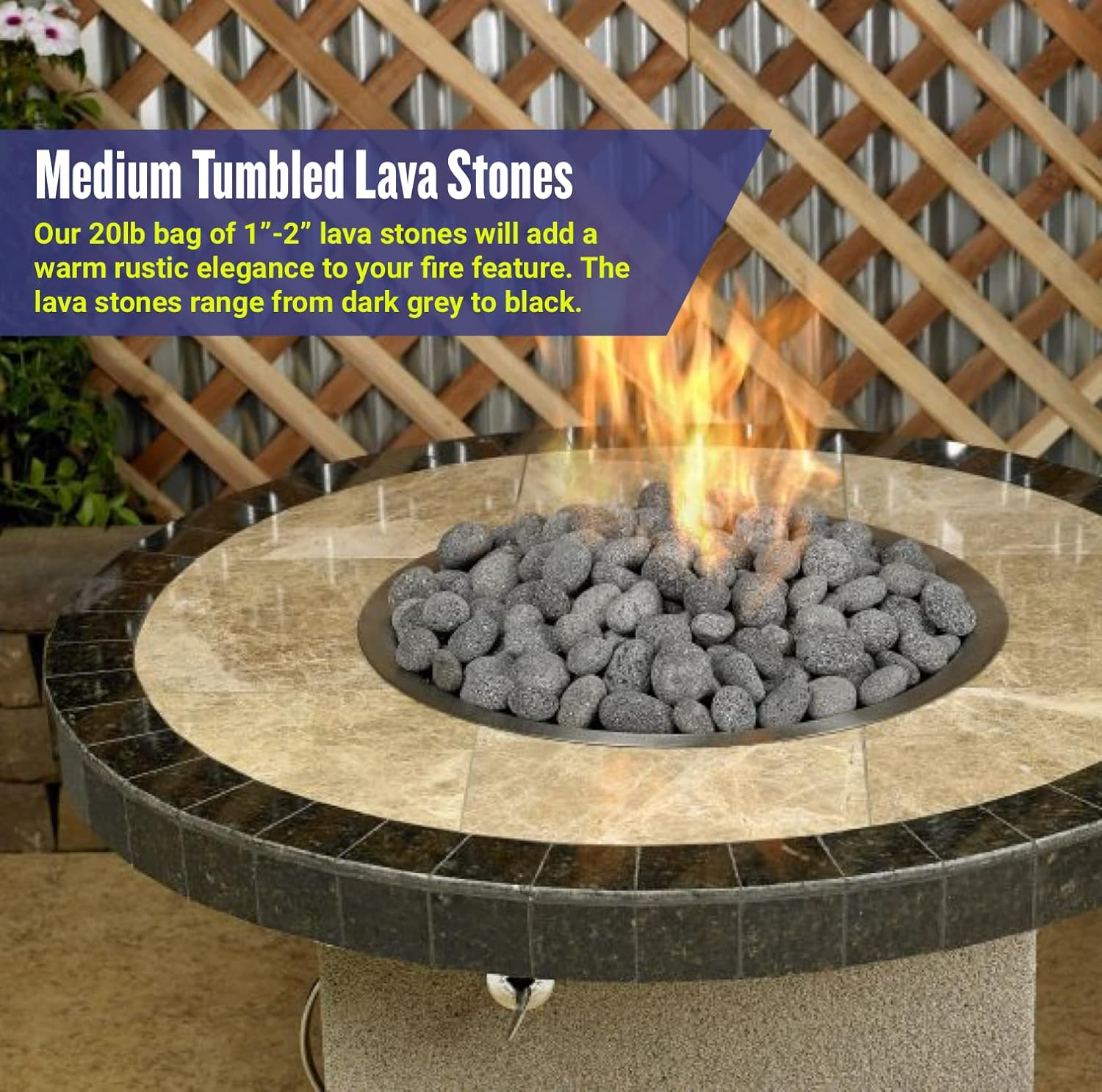 Medium Lava Stone (Tumbled) Gray / Black 1 in. - 2 in. 20 lbs. Bag