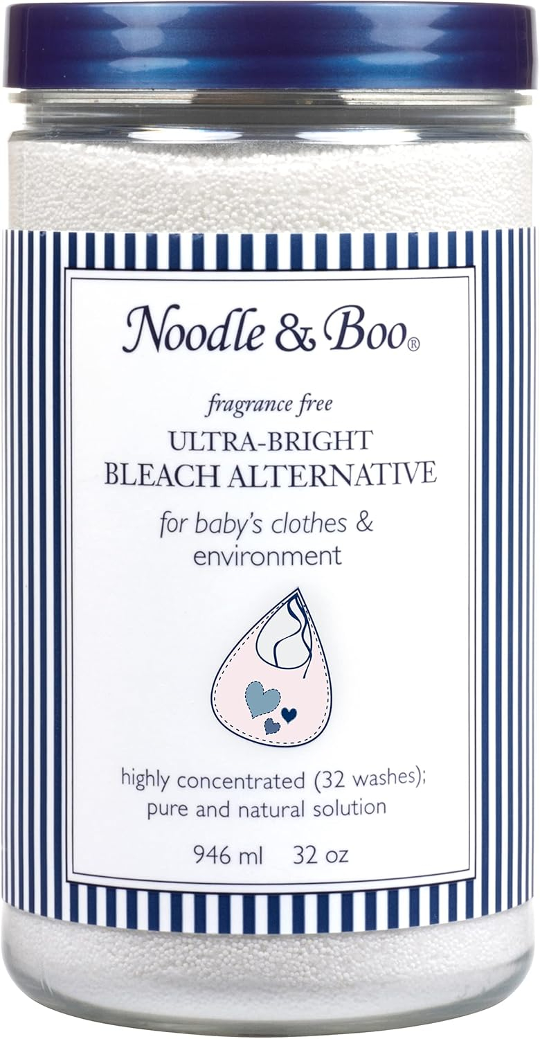Noodle & Boo Ultra-Bright Newborn Baby Oxygen Bleach Alternative, Concentrated Powder No Chlorine Non-Toxic Fragrance-Free, Sensitive Skin, Hypoallergenic, 32 Wash Loads, 16 oz
