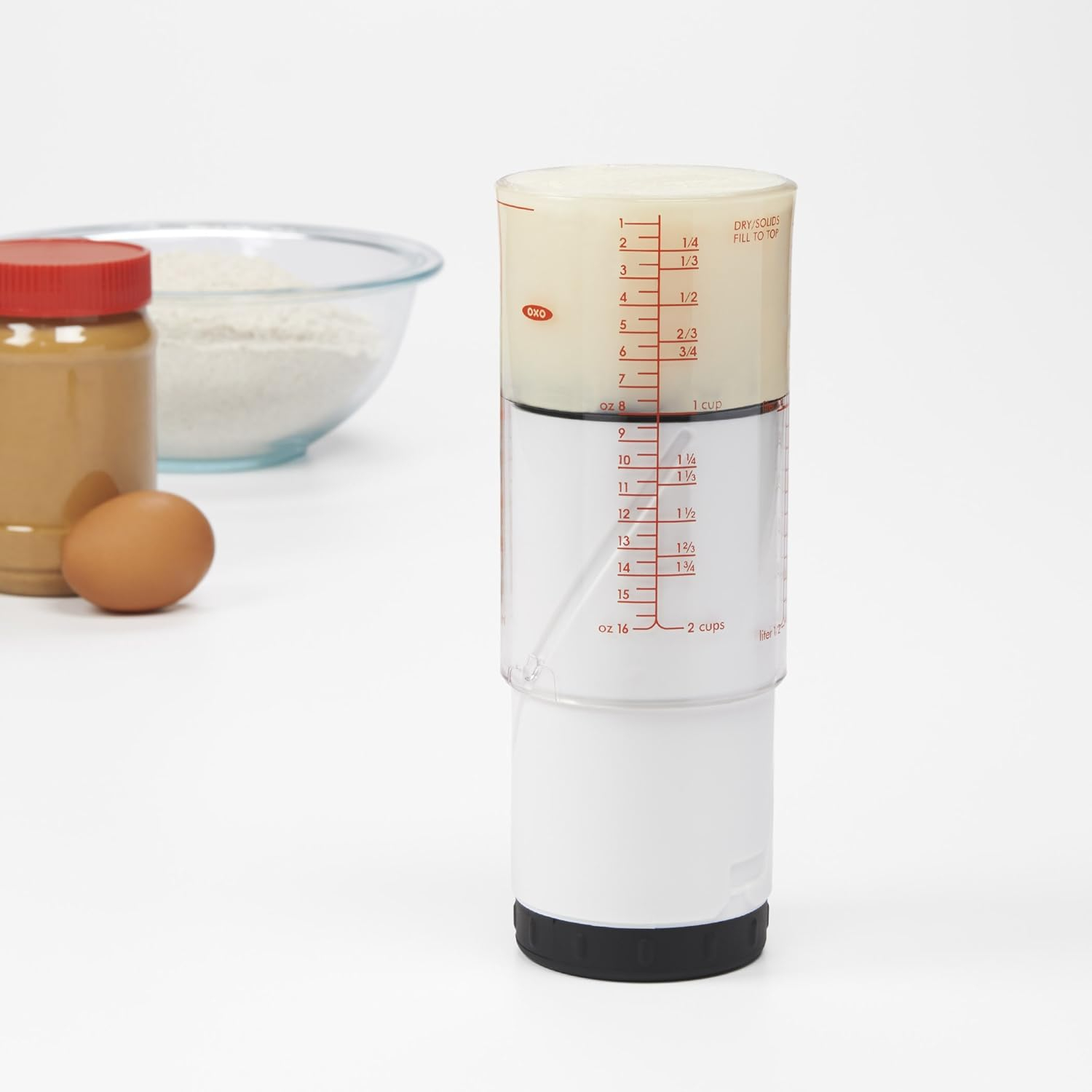 OXO Good Grips 2 Cup Adjustable Measuring Cup, Clear/Black