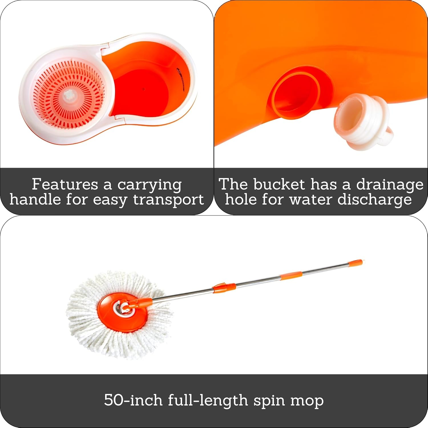 Microfiber Spin Mop with Bucket & Metal Handle