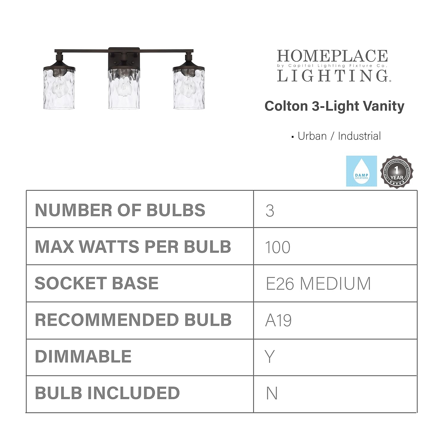 Capital Lighting 128831-451 Colton 3 Light 24" Wide Bathroom Vanity Light - Bronze