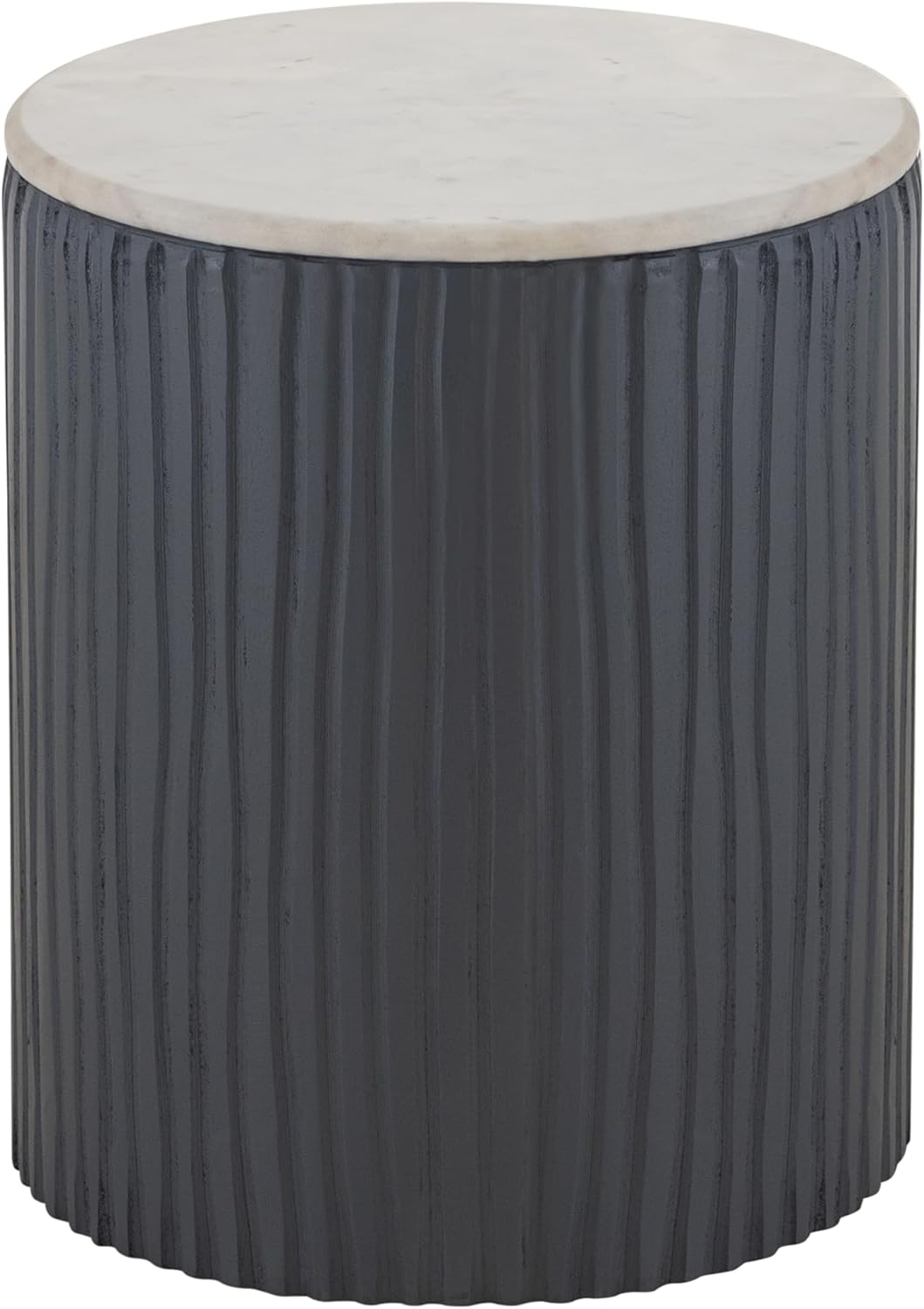 Albany Living 18" Marble Top Wooden Round End Table in Gray