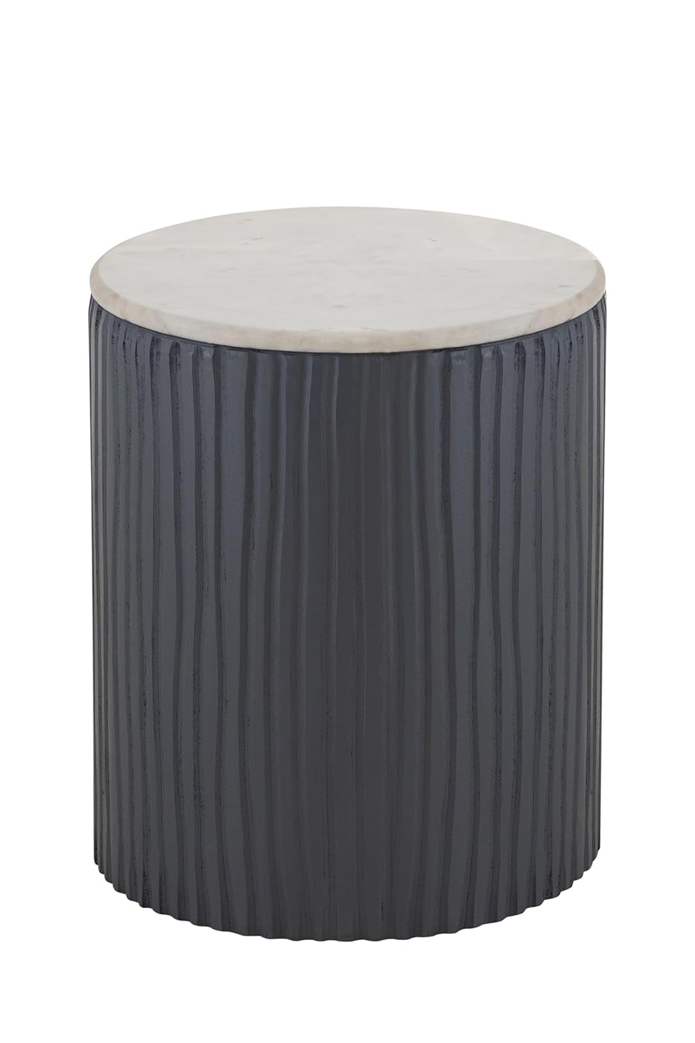 Albany Living 18" Marble Top Wooden Round End Table in Gray