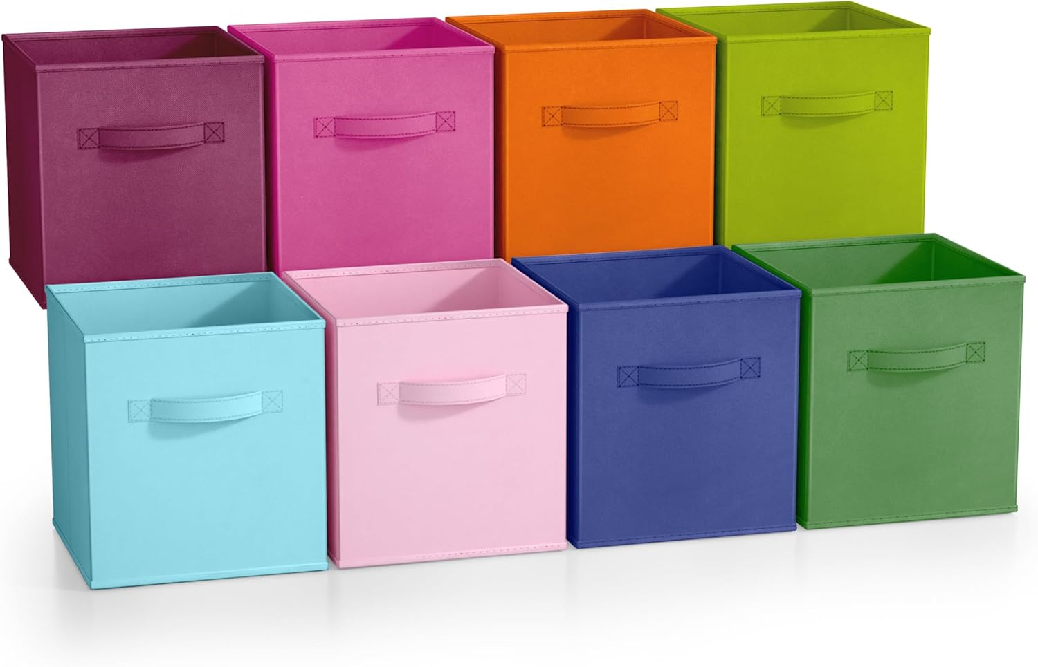 Sorbus Fabric Storage Bins 11" Foldable Cubes Multicolored With Handles For Pantry, Cubbies, Toy And Closet Organization- 8Pk