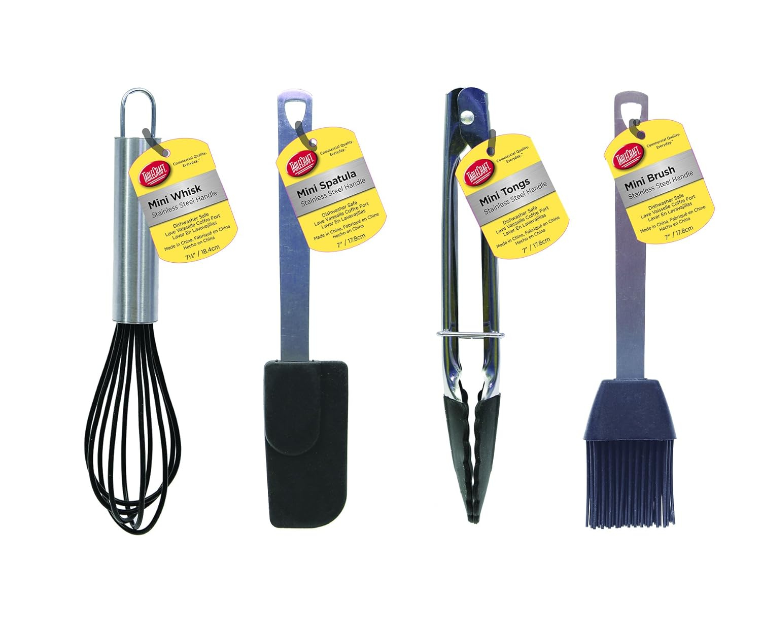 Tablecraft Mini Tools Set, Silicone with Stainless Steel Handles (HMINSET)