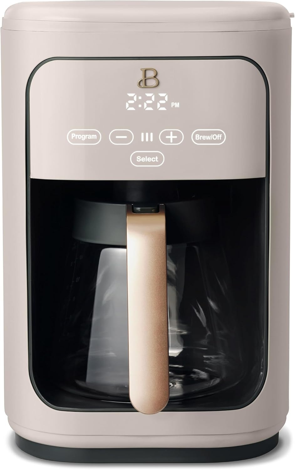 Beautiful 14-Cup Programmable Drip Coffee Maker with Touch-Activated Display, Porcini Taupe by Drew Barrymore