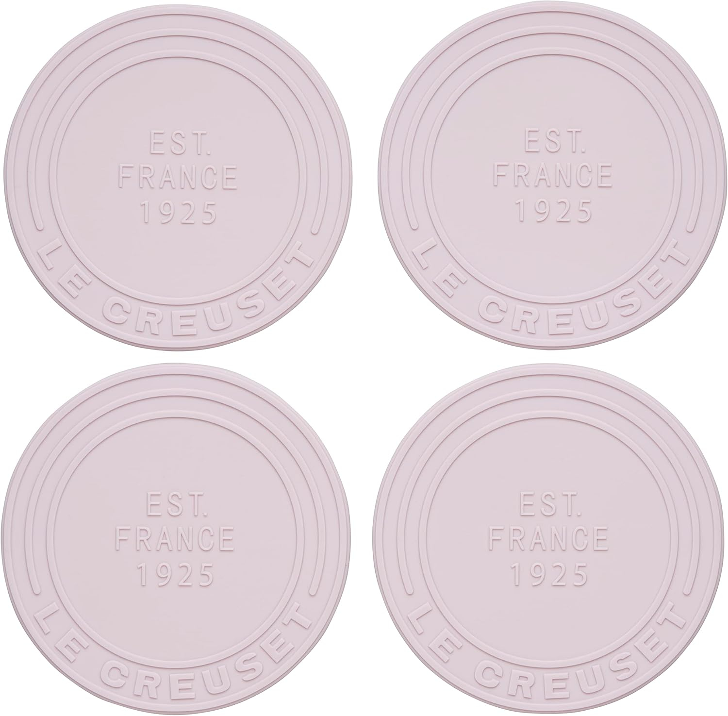 Le Creuset Shallot Pink Round Silicone Coaster Set