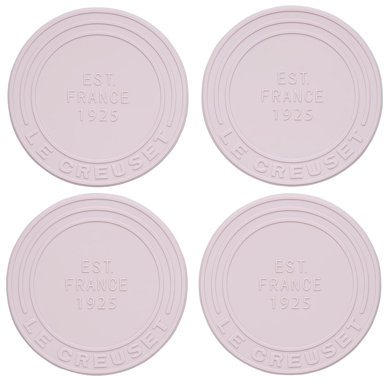 Le Creuset Shallot Pink Round Silicone Coaster Set