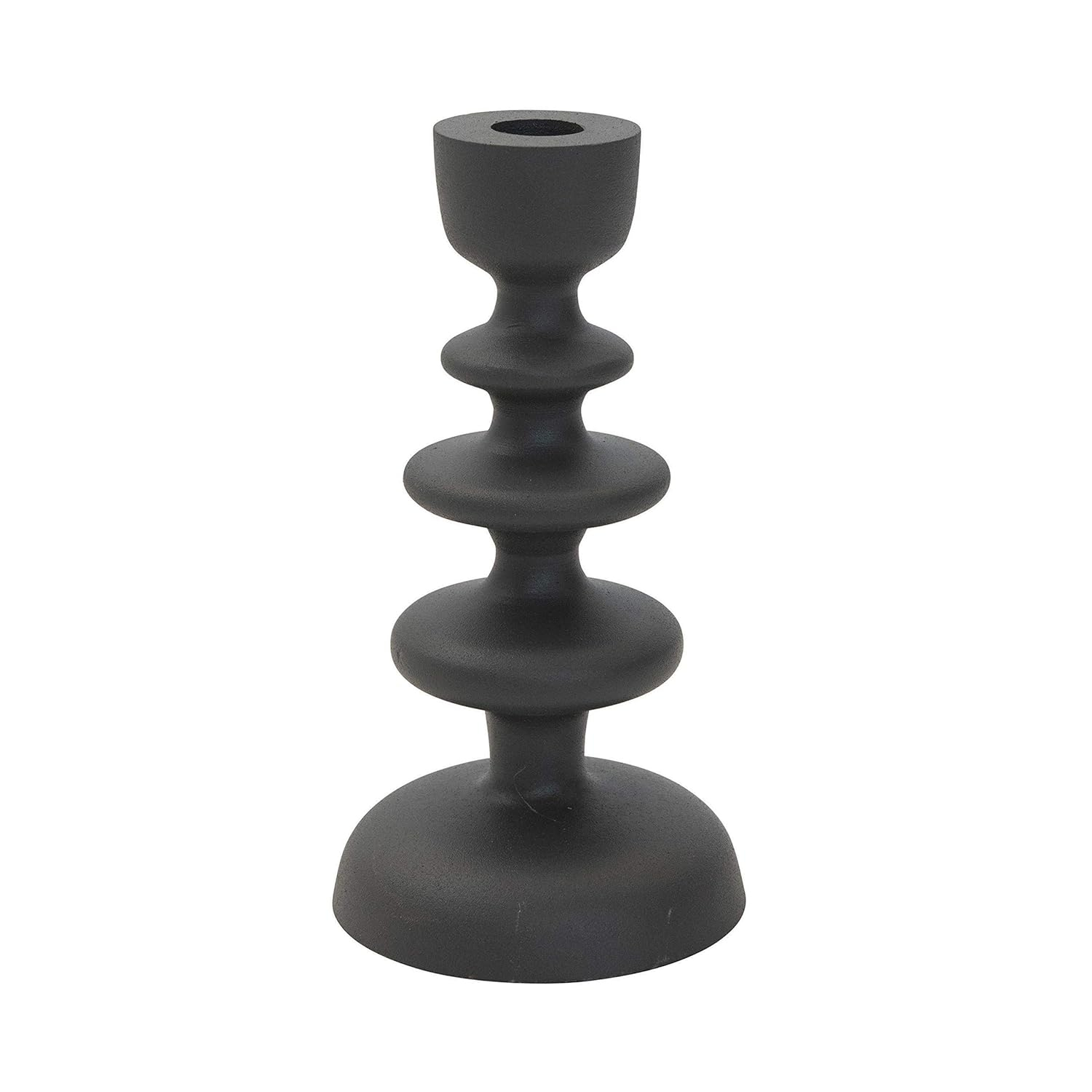 Elegant Grey Textured Metal Taper Candlestick Holder