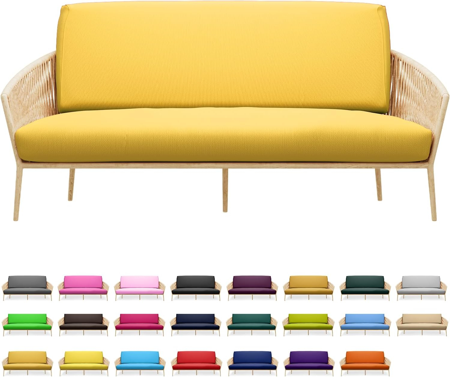 Solid Futon Cover Slipcover Fit 6"- 8" Futon Mattresses Yellow, Full Size 54x75 Inch