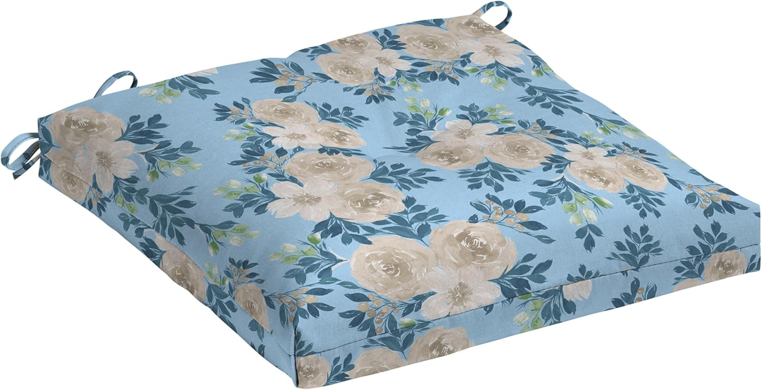 Arden Plush Modern Tufted Polyfill Seat Cushion, 20 x 20, Arden x Alexandra Kay Collection, Water Repellent, Fade Resistant, Backroad Blossom Blue