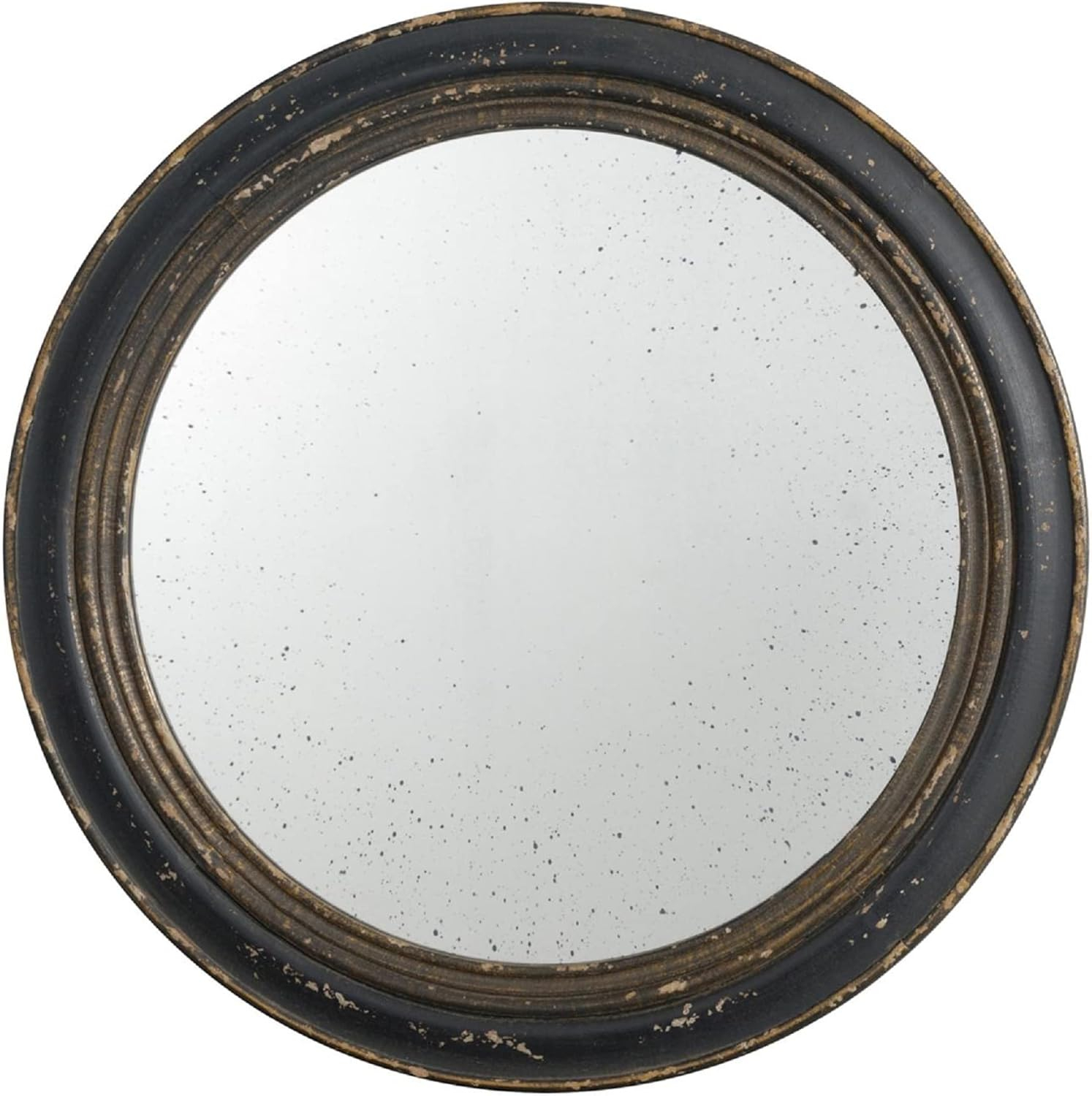 Vintage Round Brown Wood Composite Wall Mirror