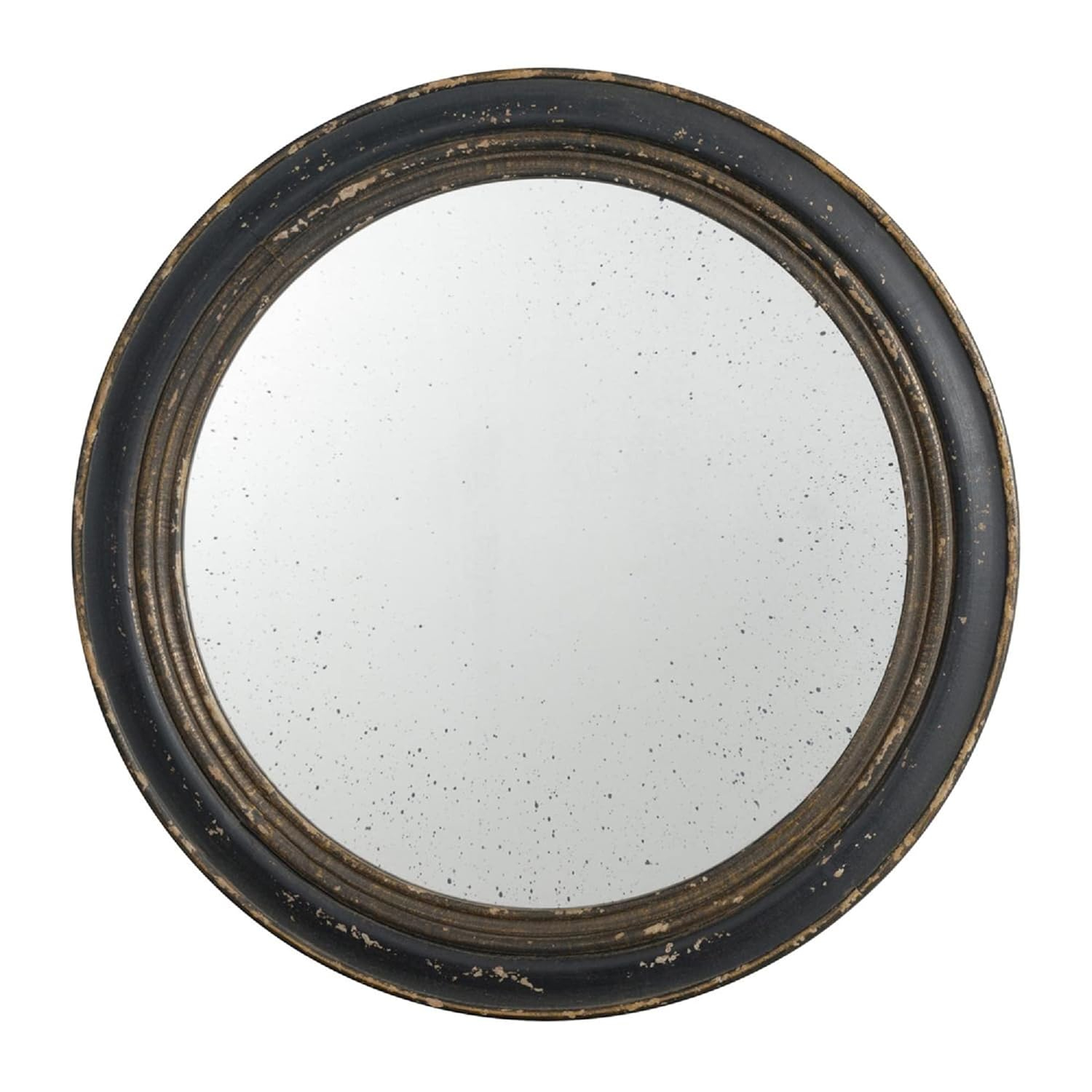 A&B HOME 32263-BLAC-DS A & B 23.6" L Round Brown MDF and Glass Hanging Indoor, Vintage Accent, Home Decor Mirror