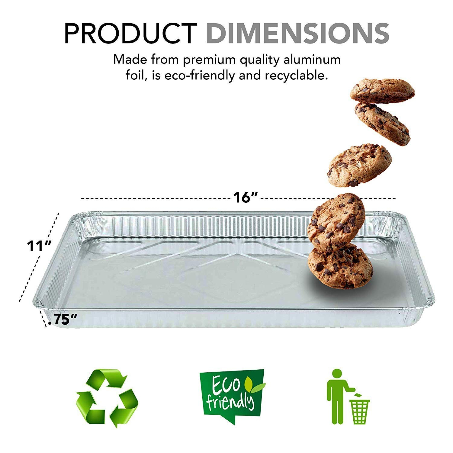 Stock Your Home Aluminum Pans Cookie Sheet Baking Pans (15 Pack) Disposable Aluminum Foil Trays - Reusable and Durable Nonstick Baking Sheets – Disposable Cookie Sheet Foil Pans - 16 Inch x 11 Inch