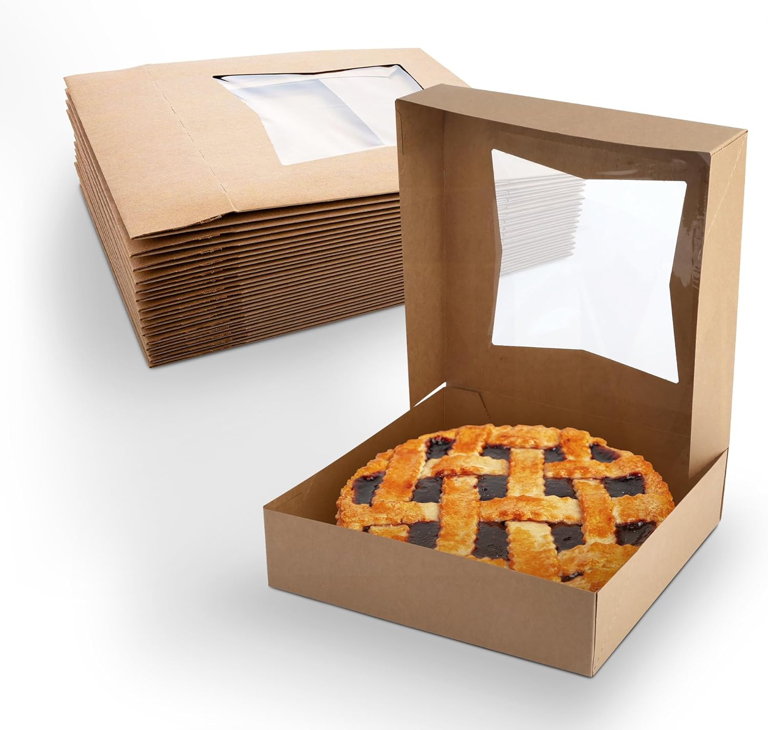 MT Products Pie Boxes - 9" x 9" x 2.5" Brown Bakery Boxes - Pack of 15