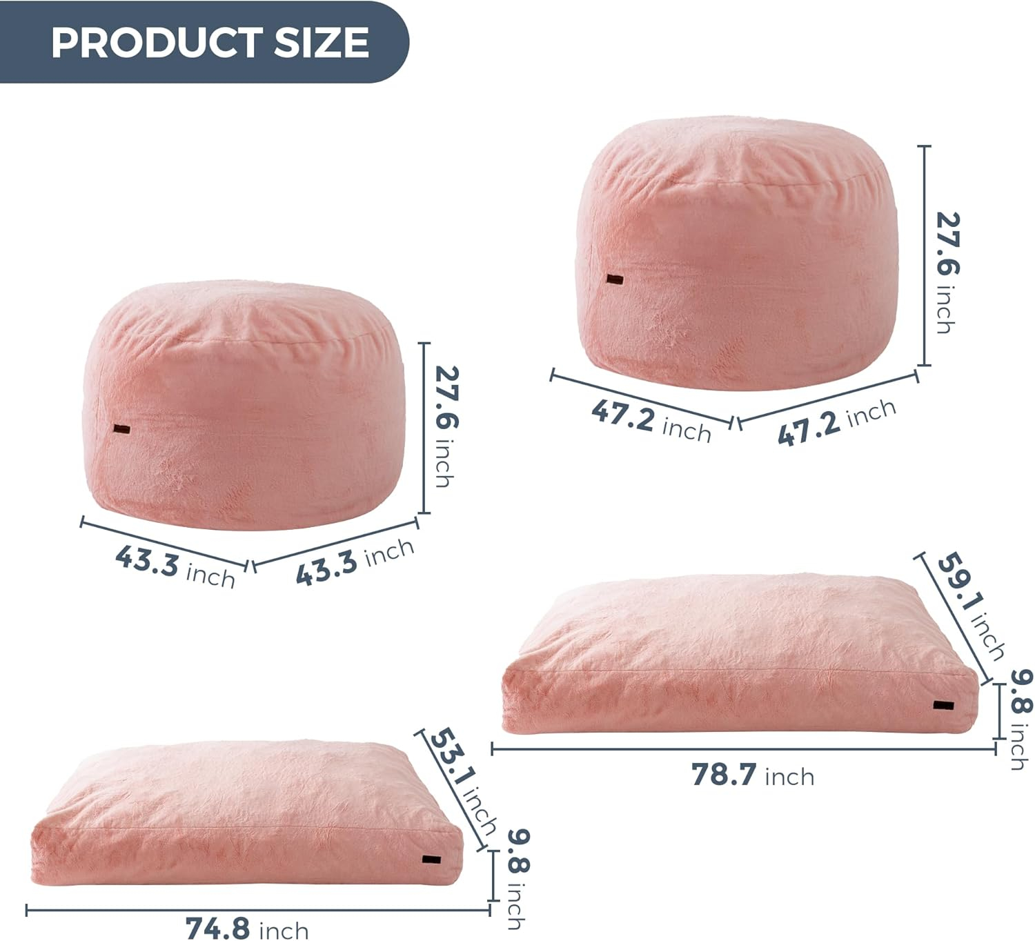 MAXYOYO Giant Bean Bag Chair Bed for Adults, Convertible Beanbag Folds from Lazy Chair to Floor Mattress Bed, Large Floor Sofa Couch, Big Sofa Bed, High-Density Foam Filling, Machine Washable