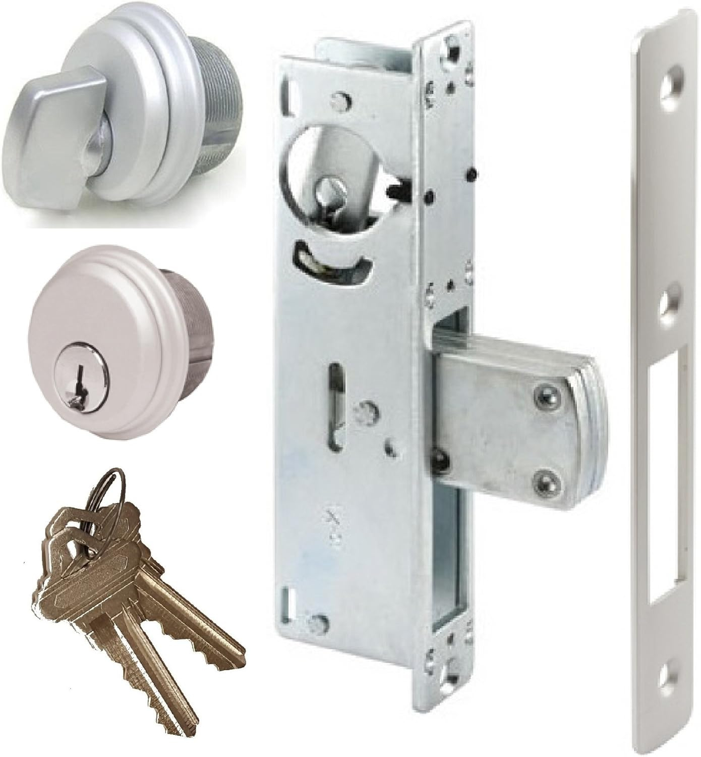 Pacific Doorware Storefront Door Mortise Lock Swing Deadbolt & Cylinder Combo, Adams Rite Cam, in Aluminum (1-1/8inches Backset)