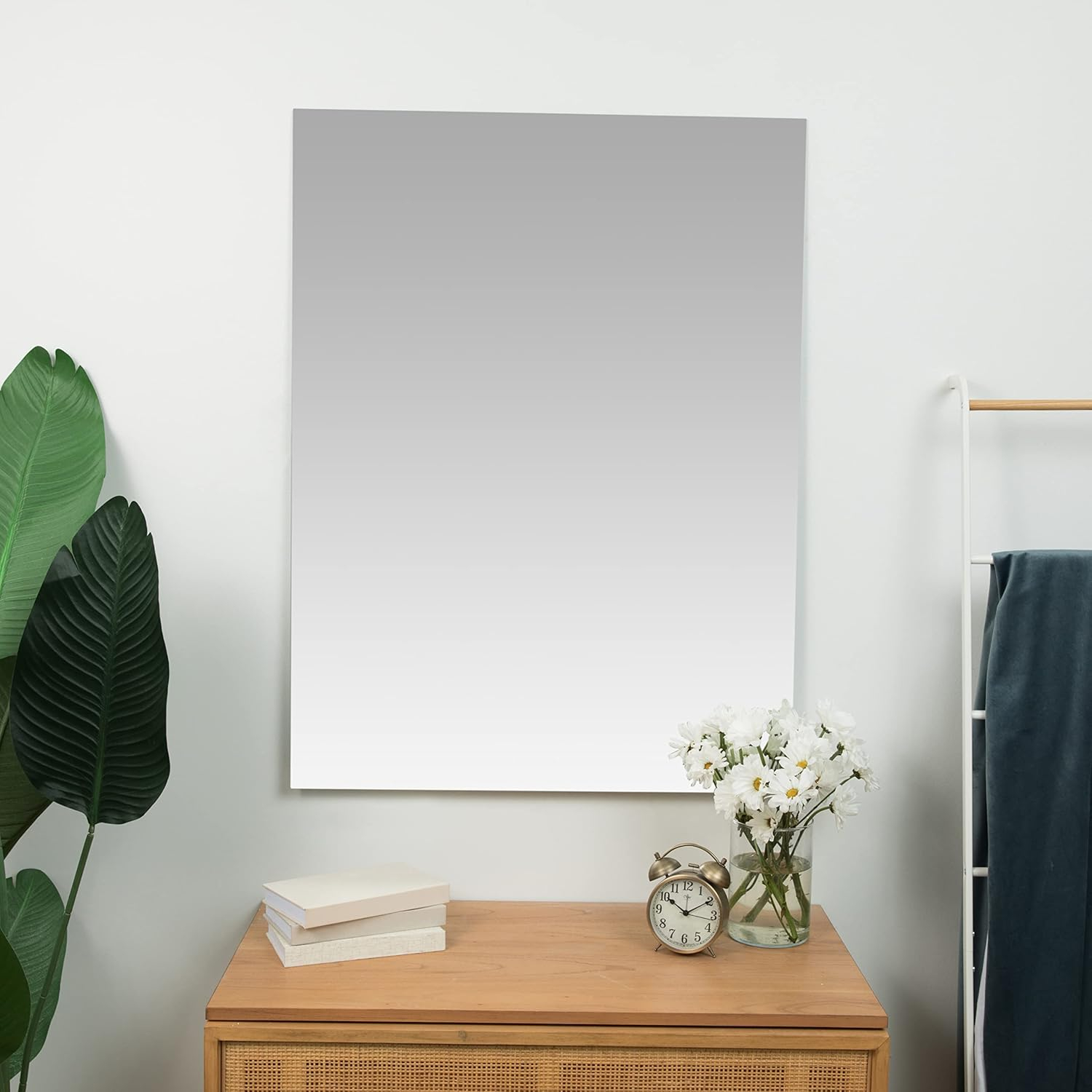 Hamilton Hills New Frameless Lightweight Beveled Mirror 30" x 40 Wall Mirror for Bathroom Vanity with Bevel