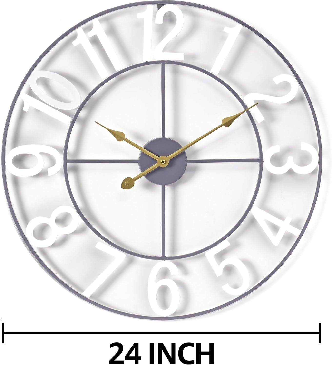 Sorbus Large Metal Numerical Wall Clock for Living Room Decor (White, 24" Diameter)