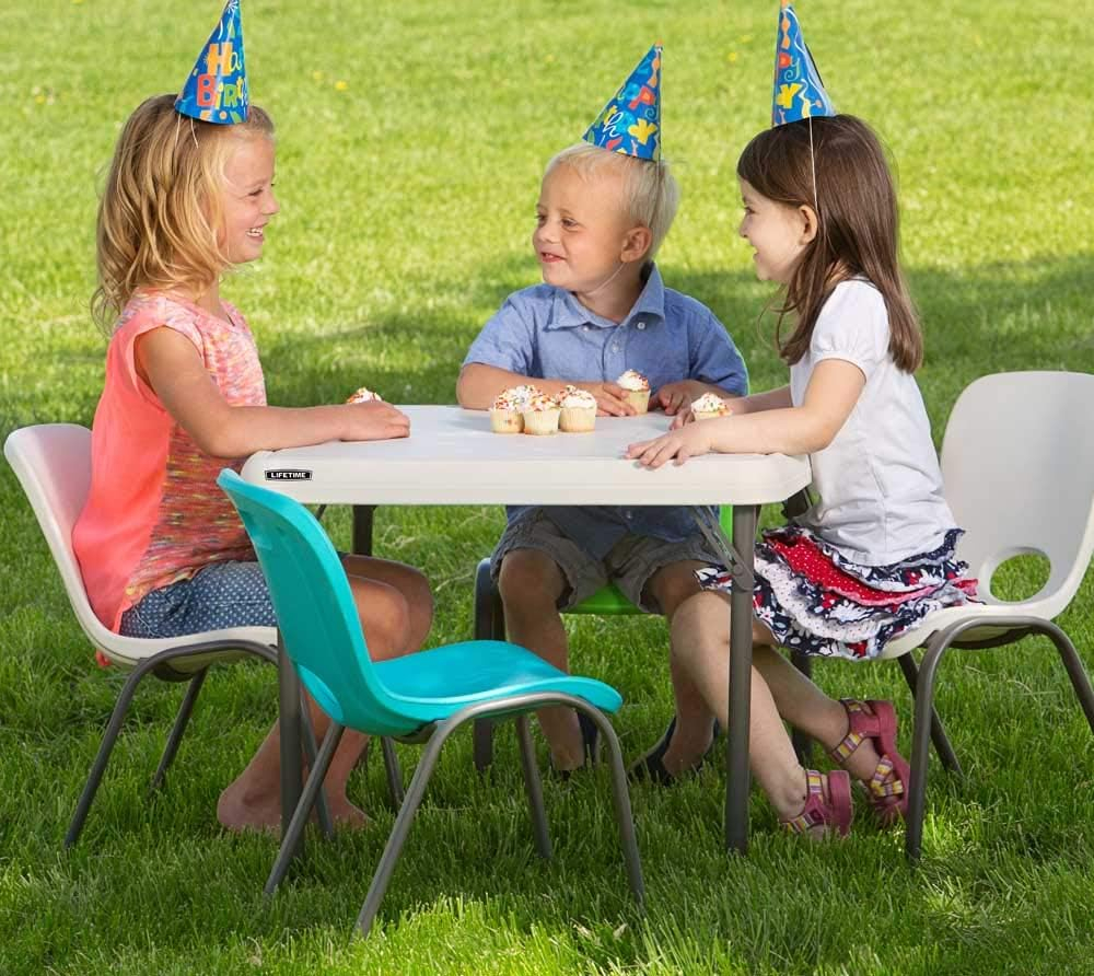 Lifetime Kids Stacking Chairs Indoor/Outdoor Glacier Blue, 4 Pack (80472)
