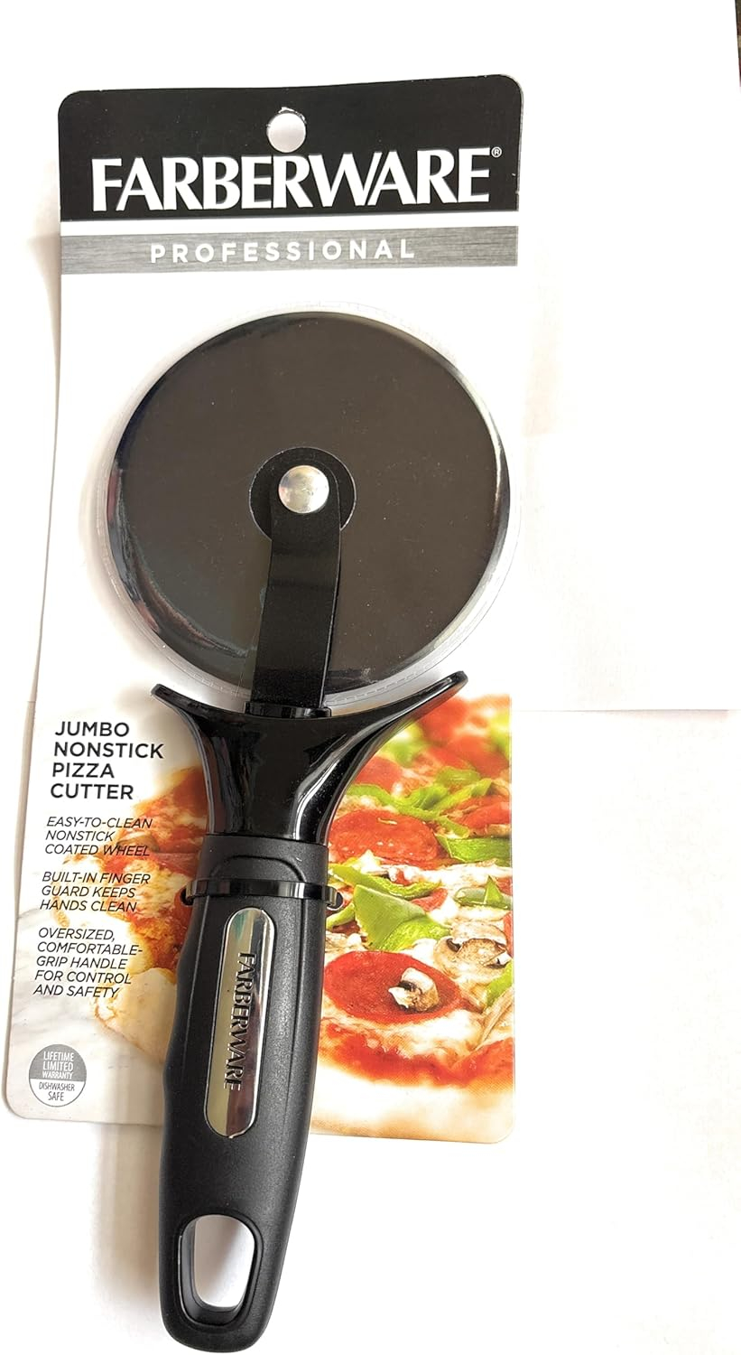 Farberware Professional Jumbo Non-Stick Stainless Steel Pizza Cutter in Black