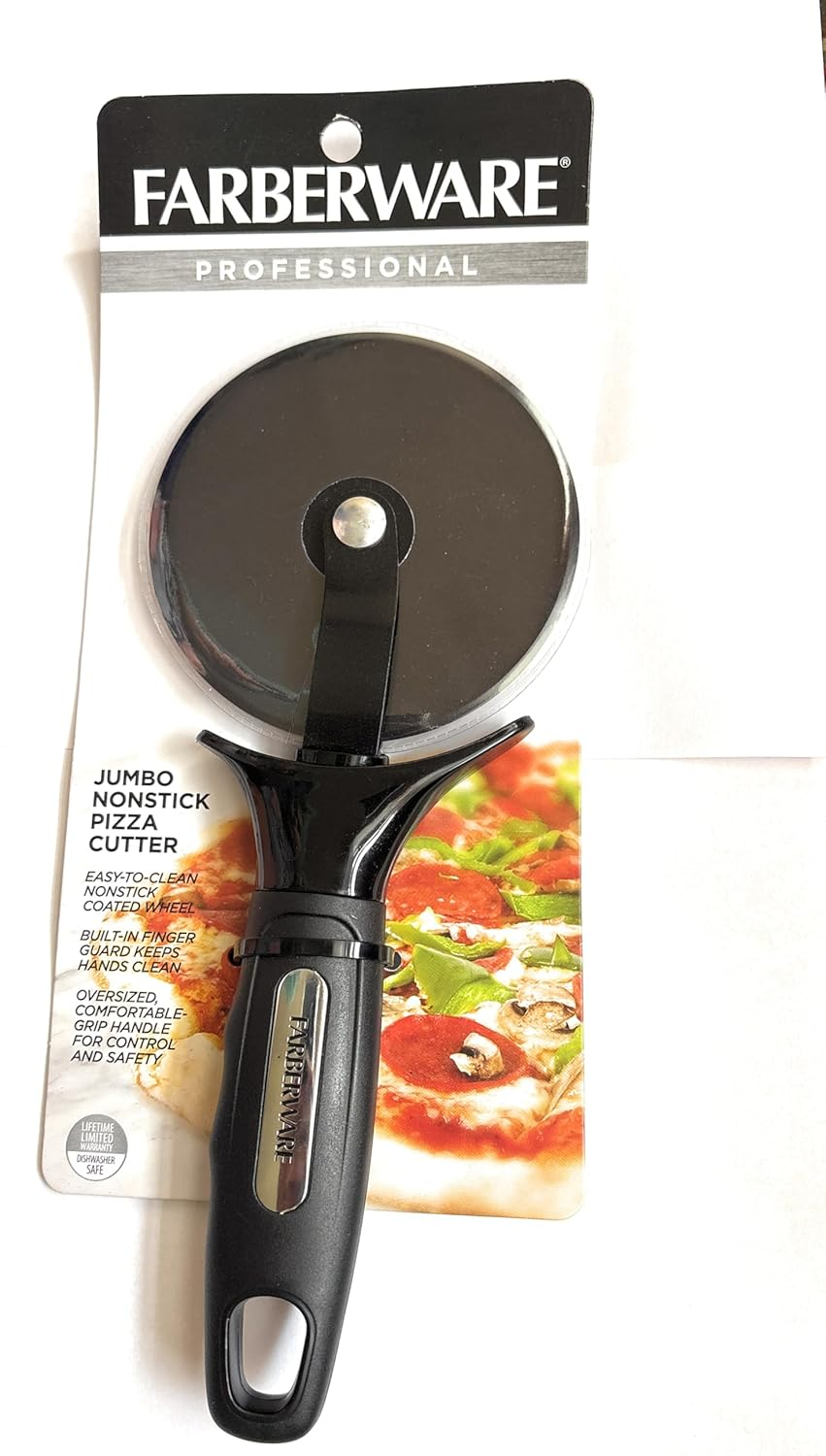 Farberware Professional Jumbo Non-Stick Stainless Steel Pizza Cutter in Black