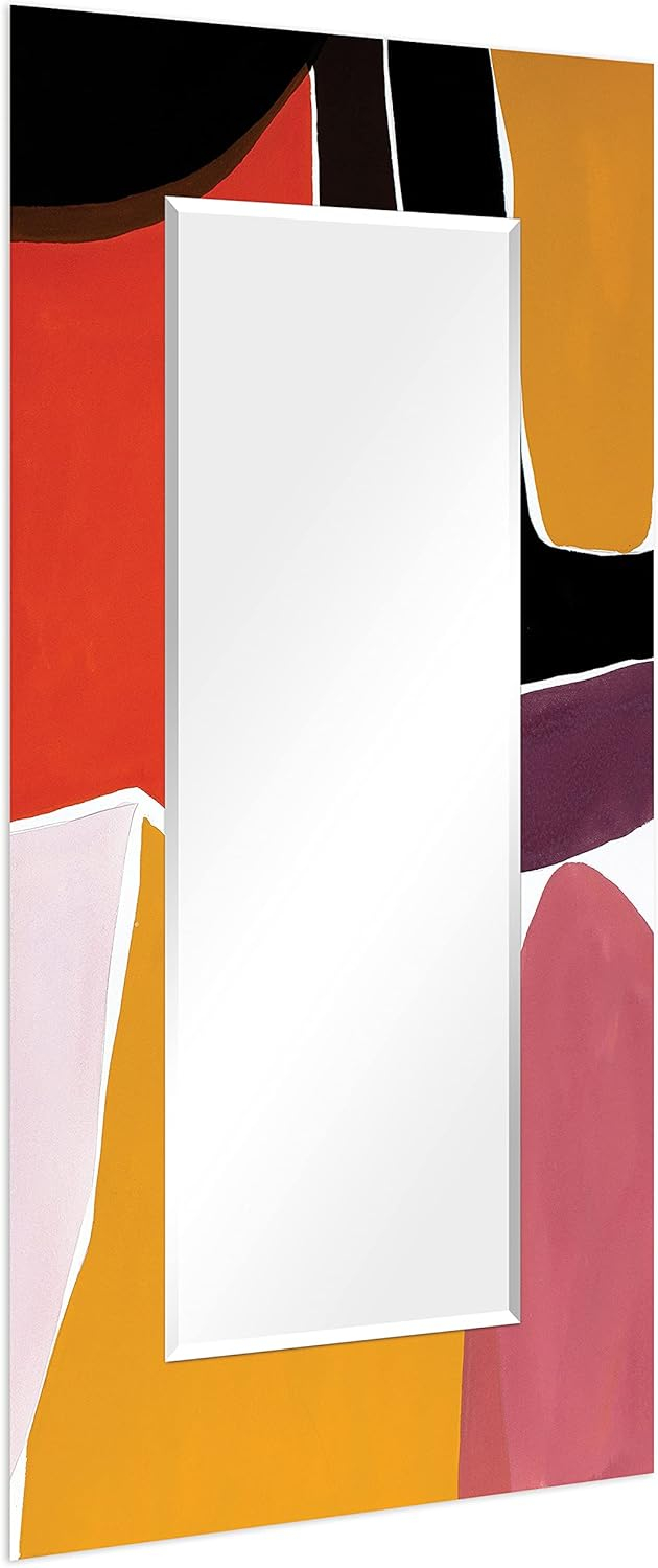 Empire Art Direct Finale I Rectangular Beveled Mirror on Free Floating Reverse Printed Tempered Art Glass, 72" x 36" x 0.4", Ready to Hang