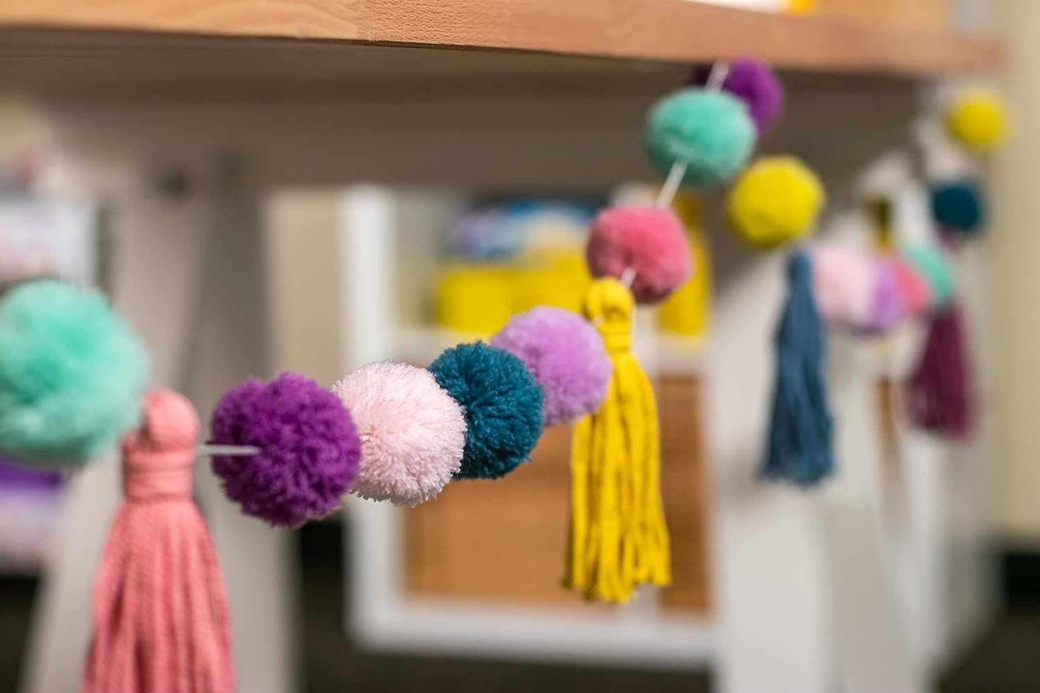 Colorful Pom-Poms and Tassels 60-Inch Party Garland