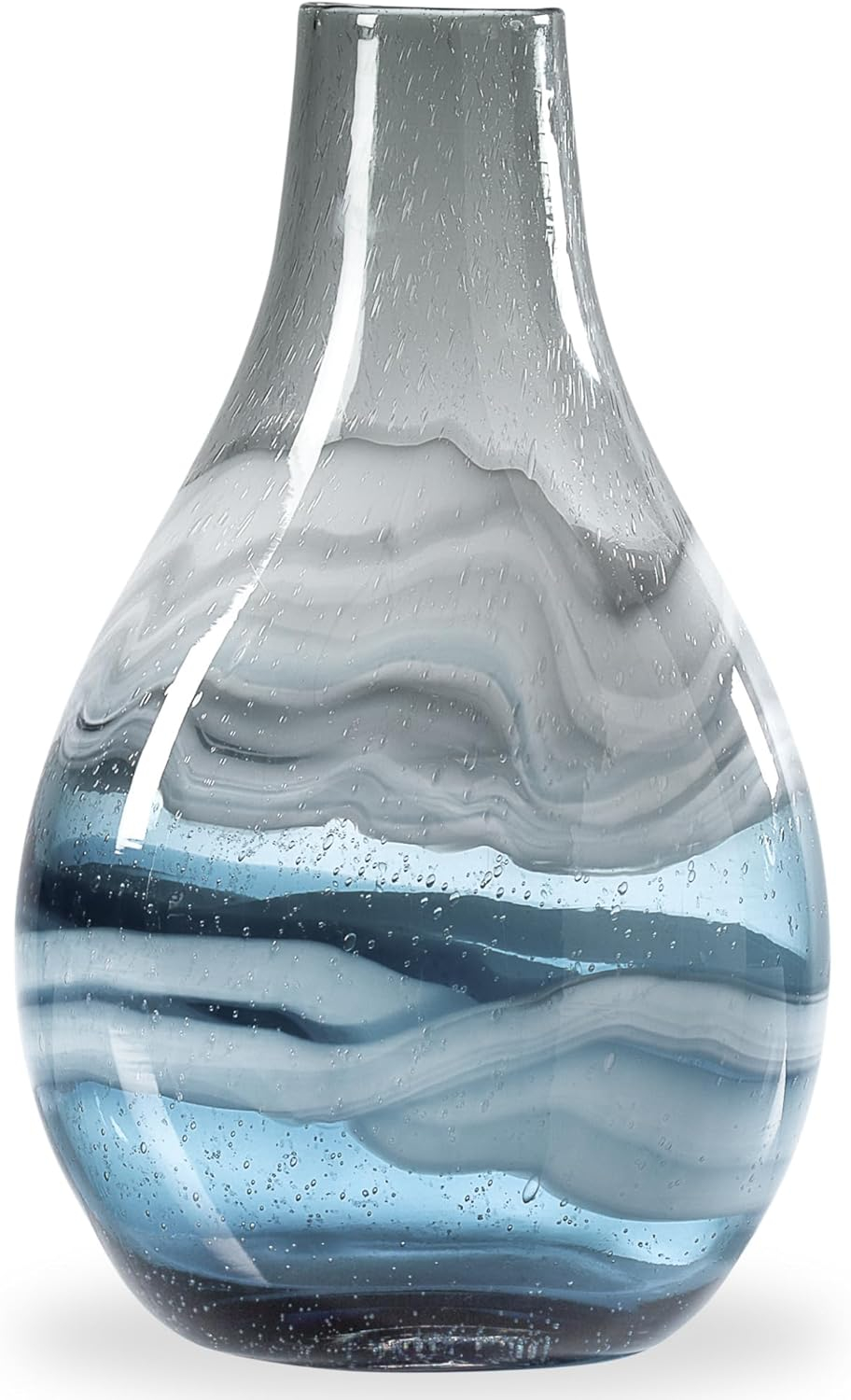 Torre & Tagus Andrea Swirl Glass Tall Bulb Vase - Blue, 14.25"