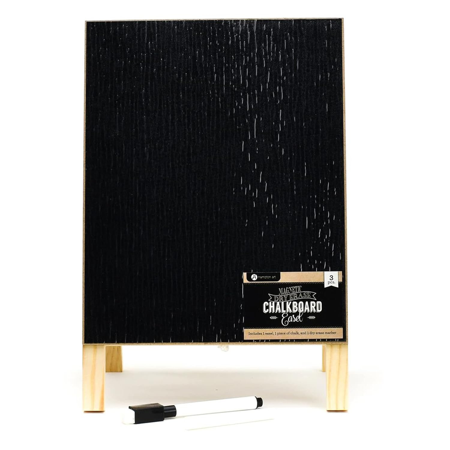 Hampton Art Dry Erase Chalk Easel W/Marker & Chalk, Chalkboard Easel, A Frame Chalkboard Sign, Whiteboard Easel For Classroom, Teacher Easel, White Board Chalk Board