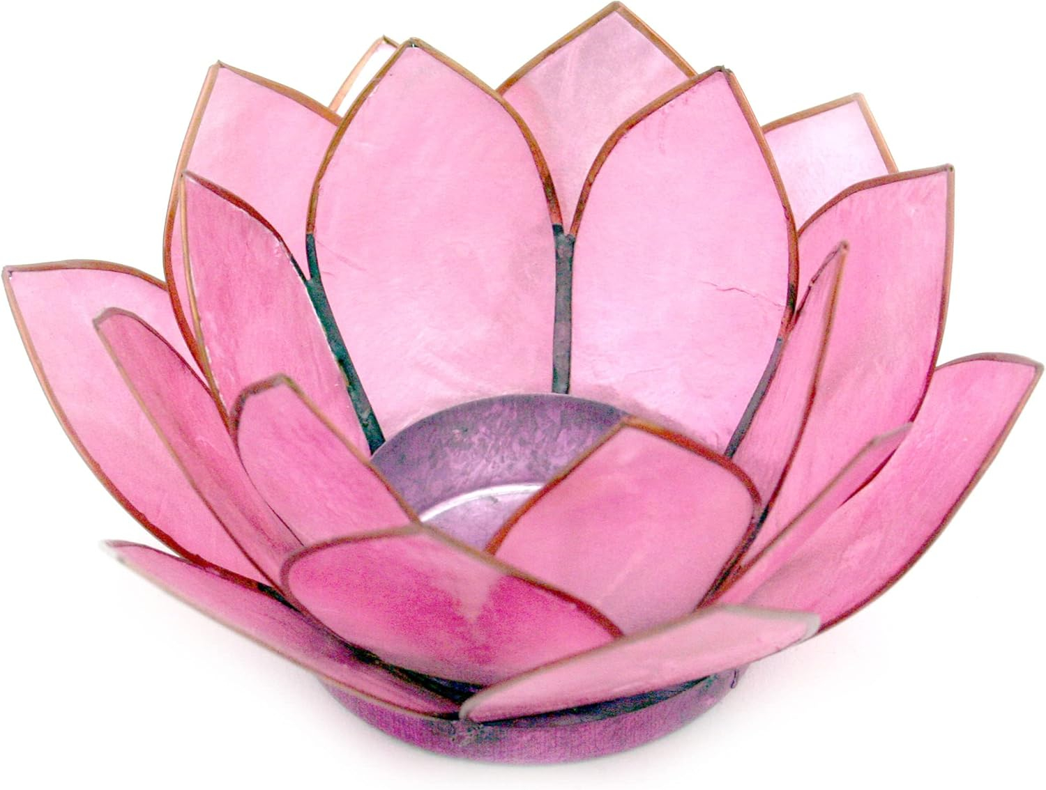 Contrast Light Pink Capiz Shell Lotus Flower Small Tealight Candle Holder - Pink