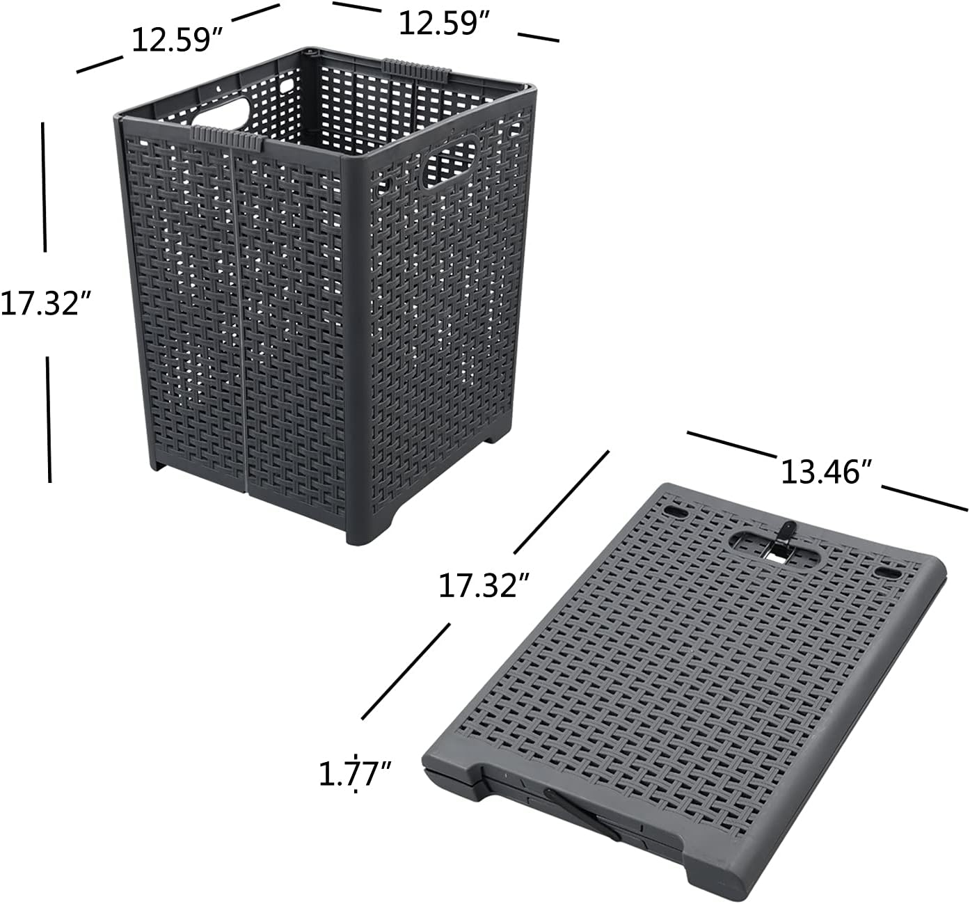 Kekow 1-Pack 42 L Plastic Collapsible Laundry Basket, Gray Folding Laundry Hamper