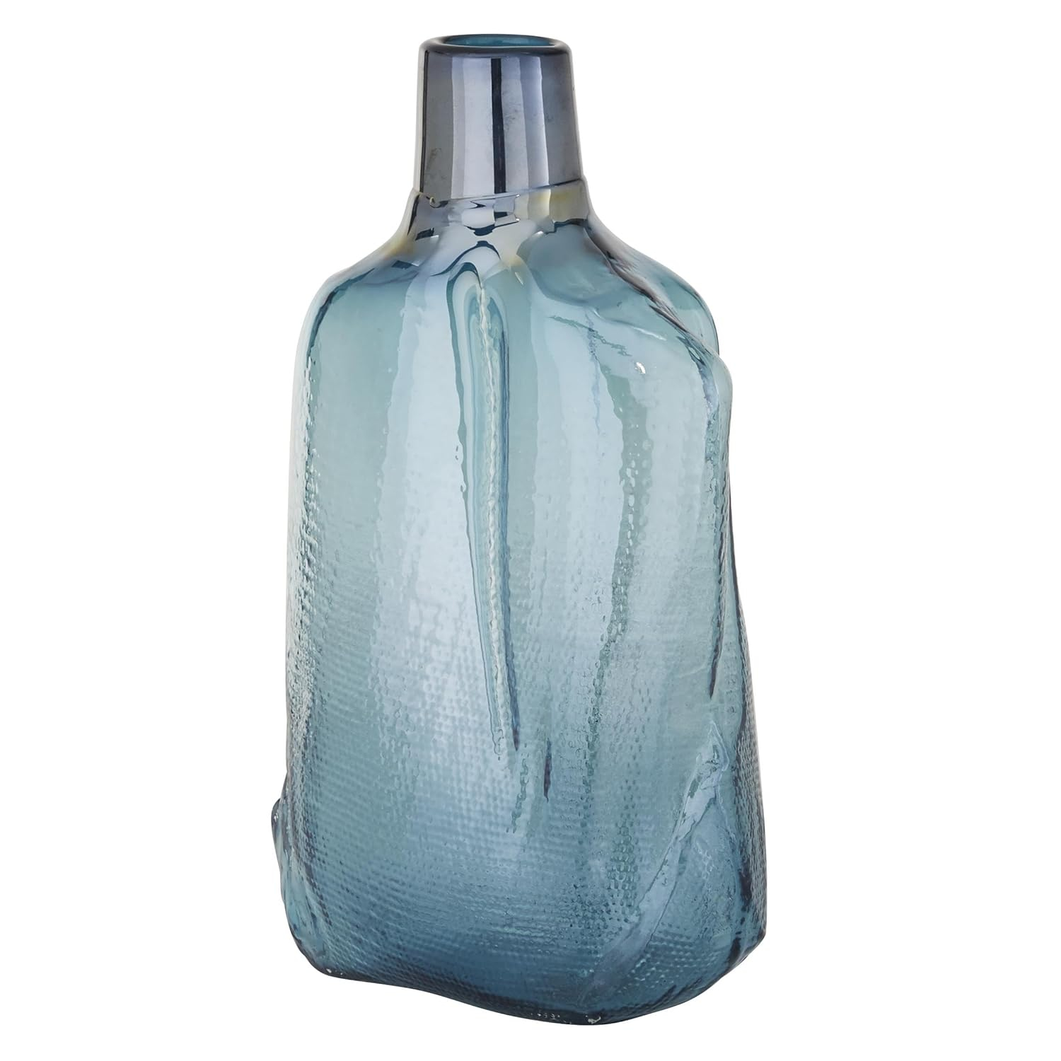DecMode 16" Blown Blue Glass Vase