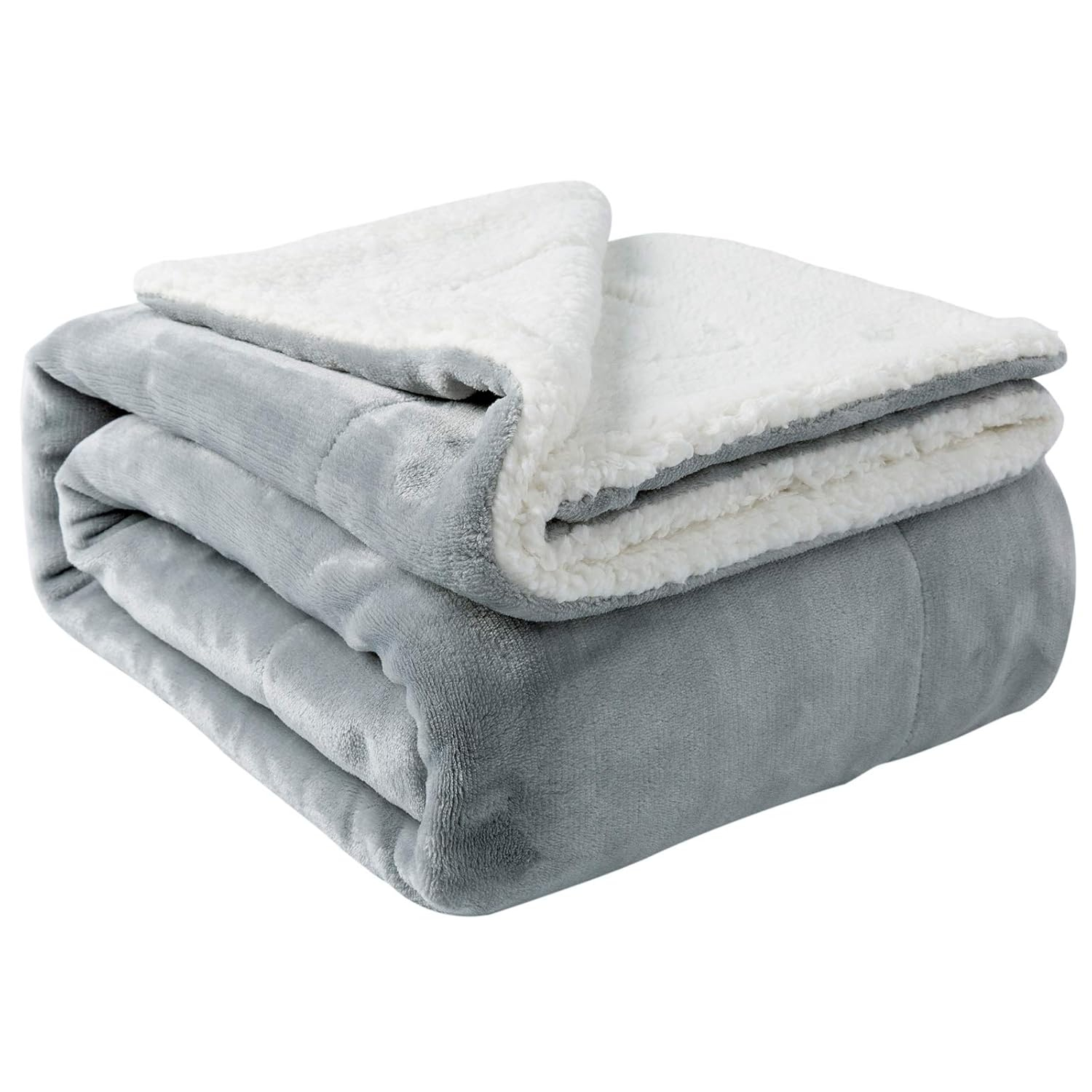 NANPIPER Sherpa Twin Thick Warm Reversible Velvet Plush Blanket for Winter - Super Soft Fuzzy Flannel Fleece Wool Like (Light Grey Twin Size 60"x80")