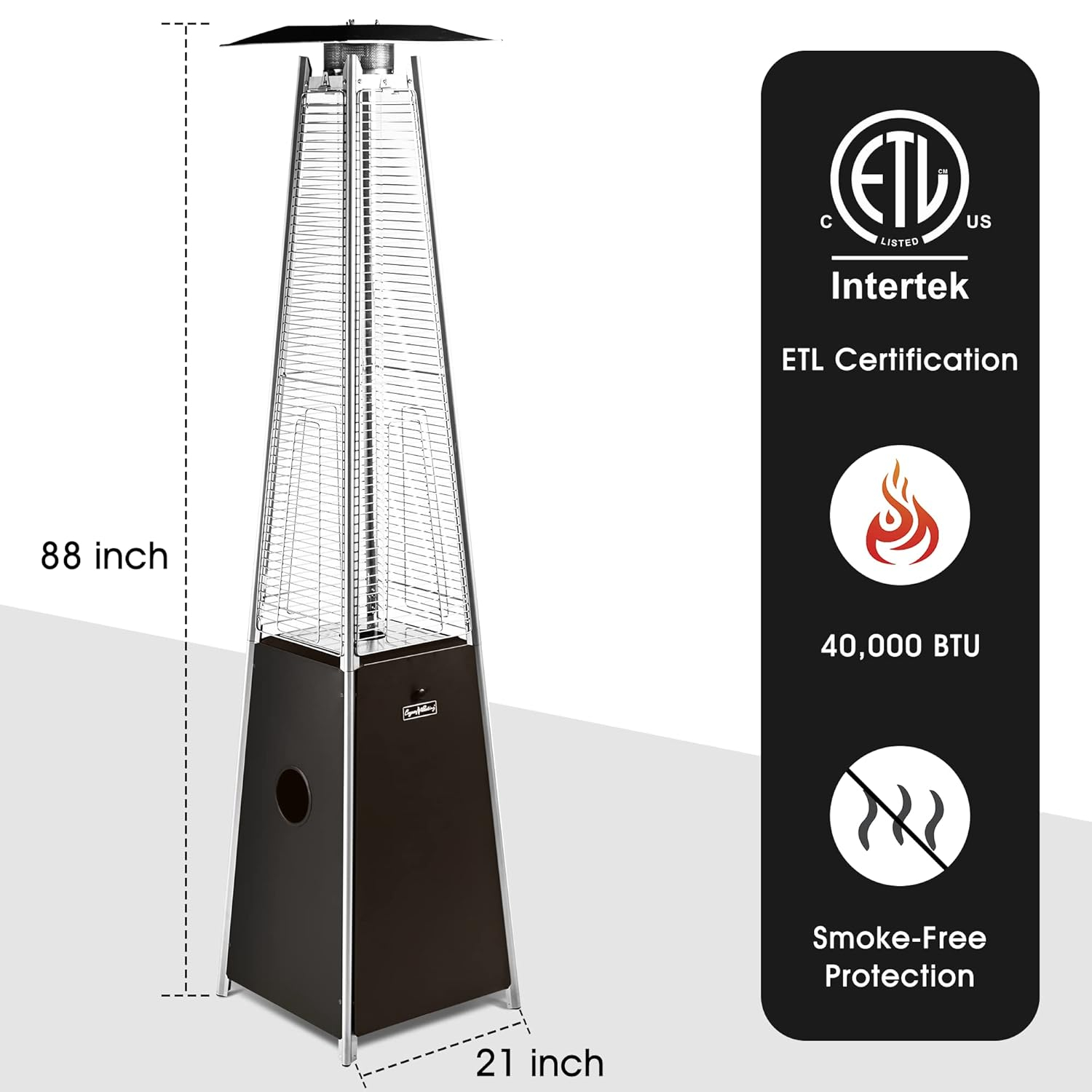LEGACY HEATING Outdoor Patio Heater with Reflector Shield, 40,000 BTU Propane Patio Heater with Wheels for Commercial, Residential, Garden, Porch, Party, Deck(Mocha)