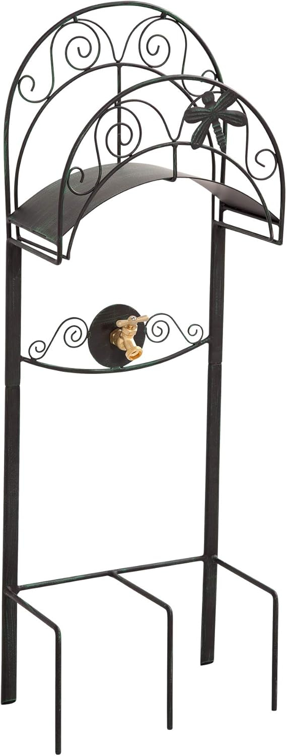 Liberty Garden 642-KD Outdoor Dragonfly Decorative Hose Holder Stand, Black