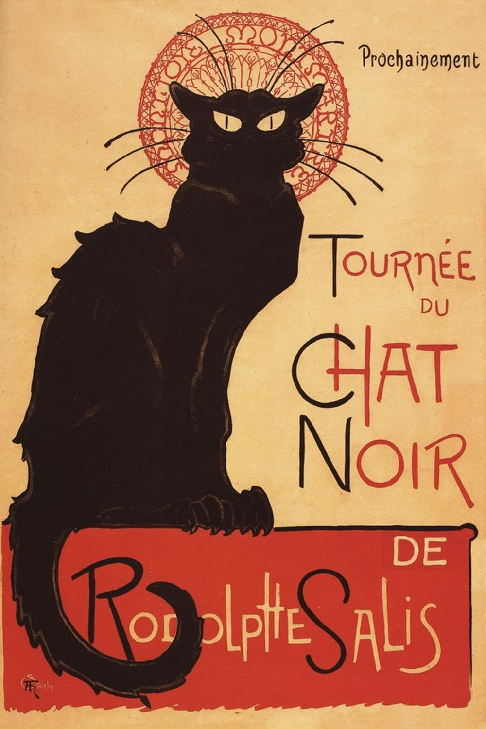 Art.com Montmarte, France - Chat Noir Cabaret Troupe Black Cat Promo Poster Art Print by Lantern Press, 12" x 18"