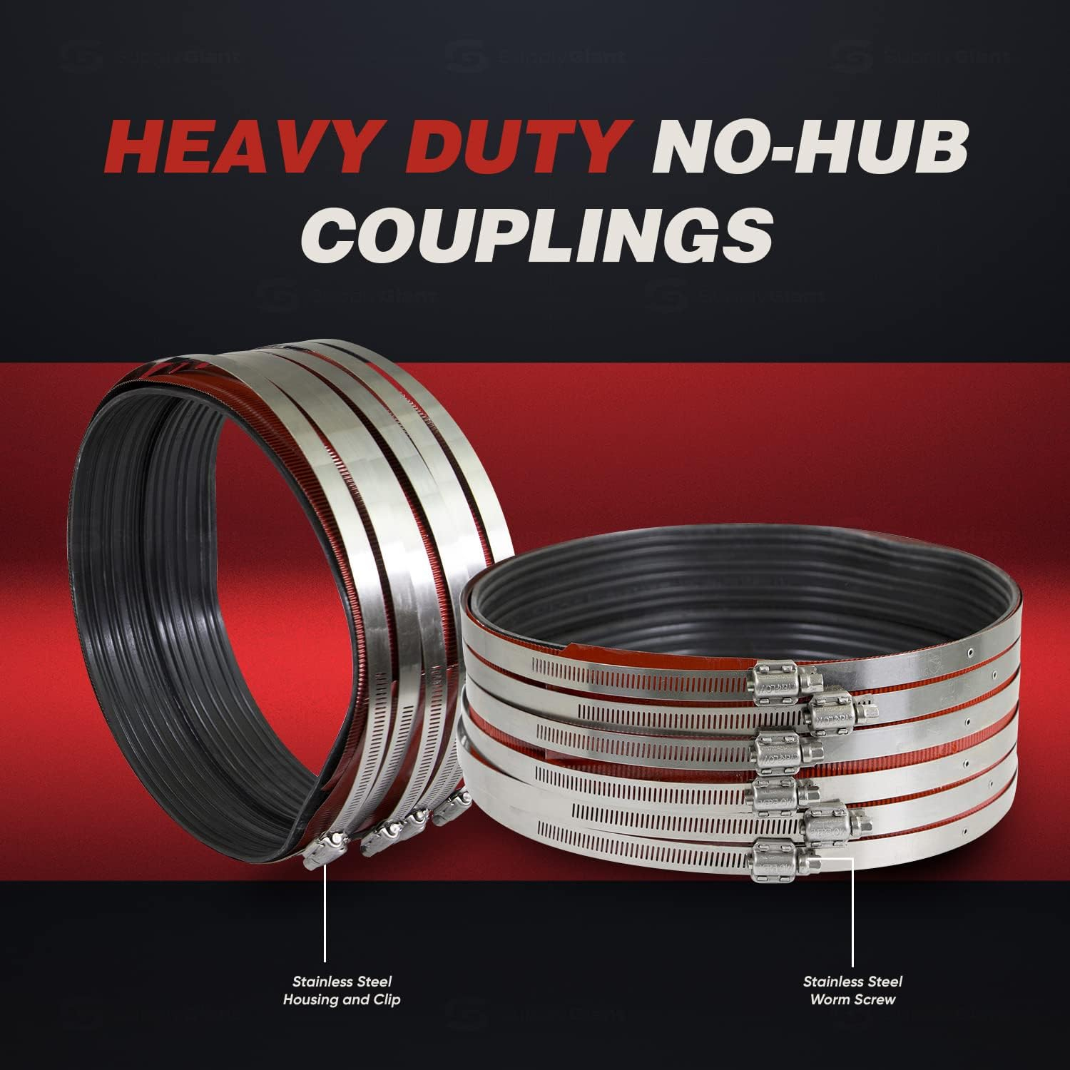 Supply Giant 1510CS 10" Heavy Duty, No-Hub Coupling with Colored Shield
