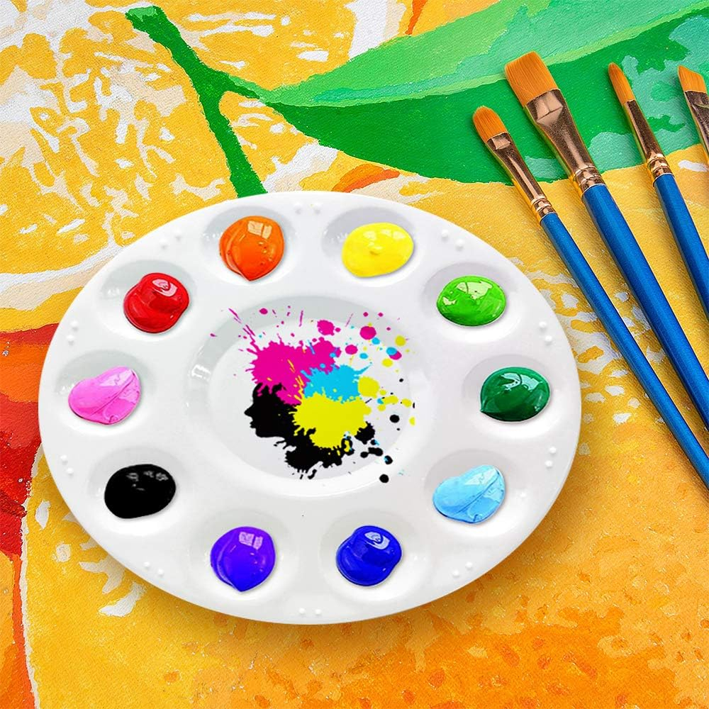 White Plastic Paint Tray Palettes for Kids and Adults