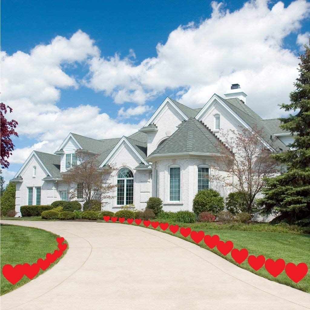 Red Heart Outdoor Valentine's Day Yard Sign Set with Stakes