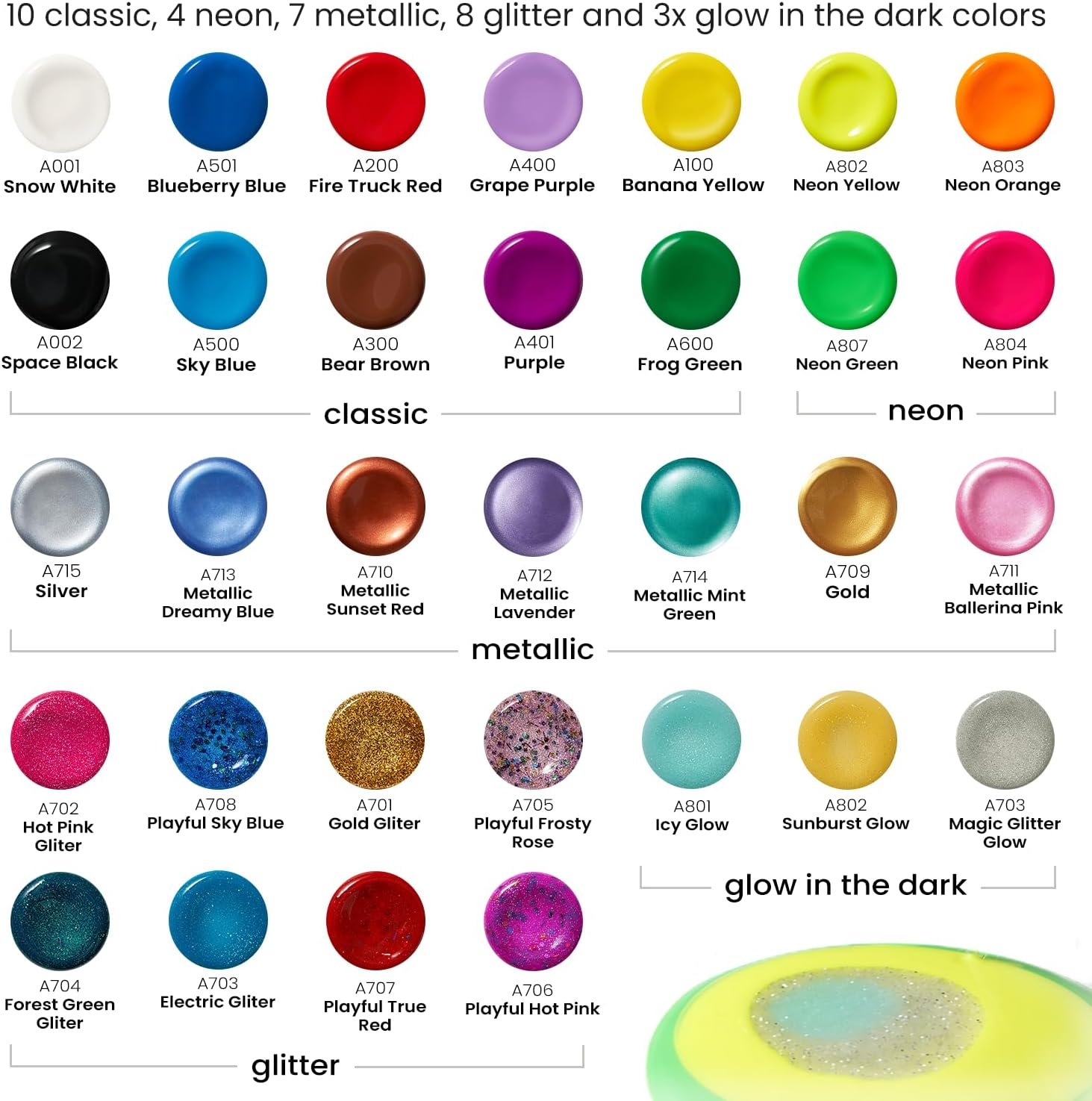 Arteza Kids Crafts Tempera Paint, Assorted Colors, 60ml Bottles, Washable - 32 Pack