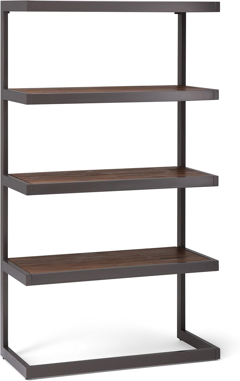 Erina SOLID ACACIA WOOD and Metal 66 inch x 36 inchRectangle Industrial Bookcase in Rustic Natural Aged Brown-Color:Rustic Natural Aged Brown,Material:Metal,Style:Modern Industrial