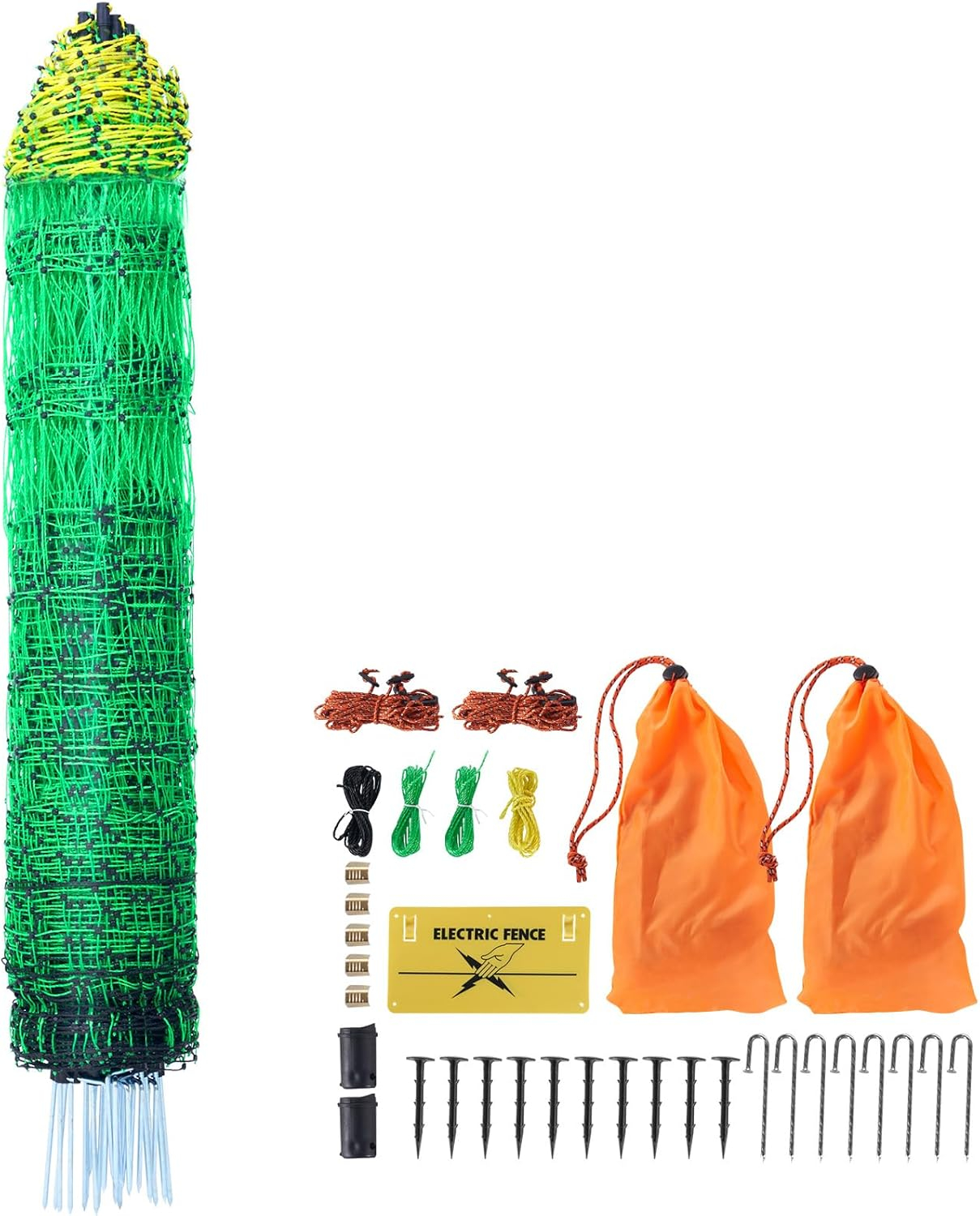 VEVOR Electric Fence Netting, 48" H x 100' L, PE Net Fencing Kit with Posts & Double-Spiked Stakes, Utility Portable Mesh for Chickens, Ducks, Geese, Rabbits, Used in Backyards, Farms, and Ranches