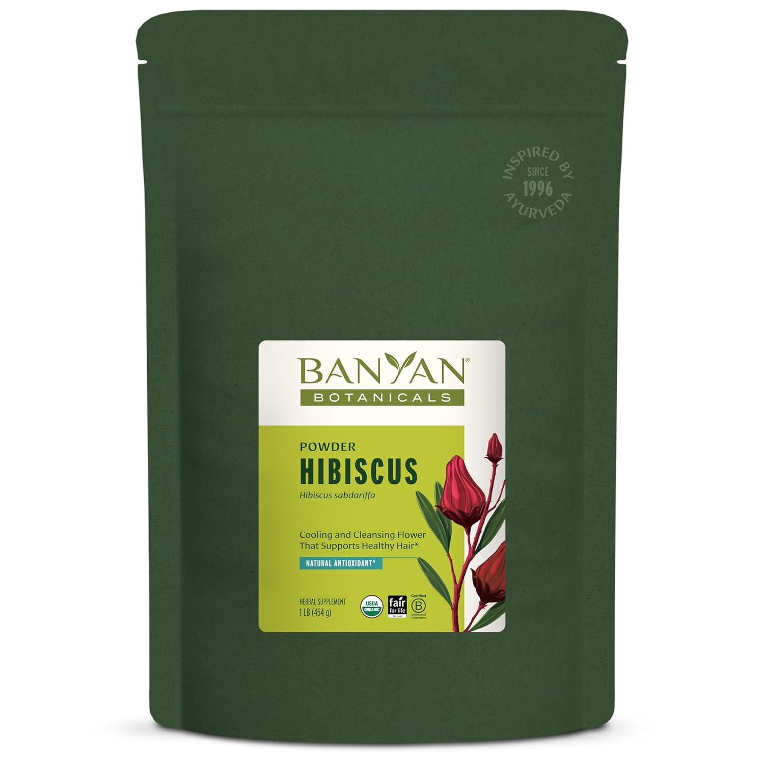 Banyan Botanicals Hibiscus Powder – Organic Hibiscus sabdaiffa – For Refreshing Hibiscus Tea – Supports Healthy Hair & Skin* – 1 lb. – Non-GMO Sustainably Sourced Vegan