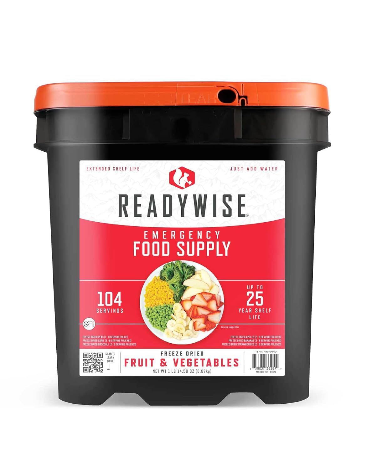 ReadyWise Freeze Dried Fruit & Vegetable Bulk Storage, 104 Servings, Long Term Food for Emergency Preparedness, 25-Year