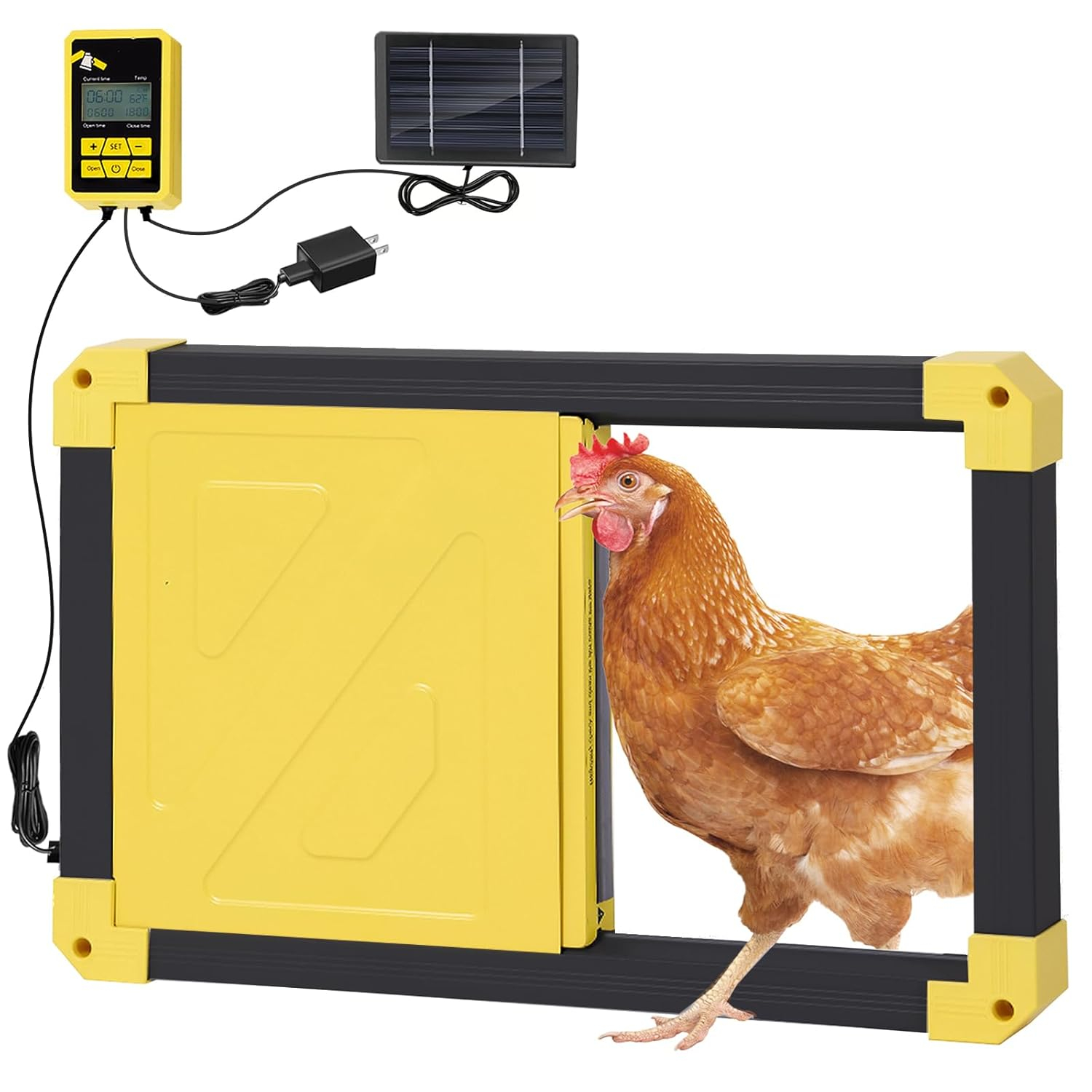 Aivituvin Solar Automatic Chicken Coop Door with light Sensor Anti Pinch Waterproof Coop Door, Ideal for Chicken Breeding